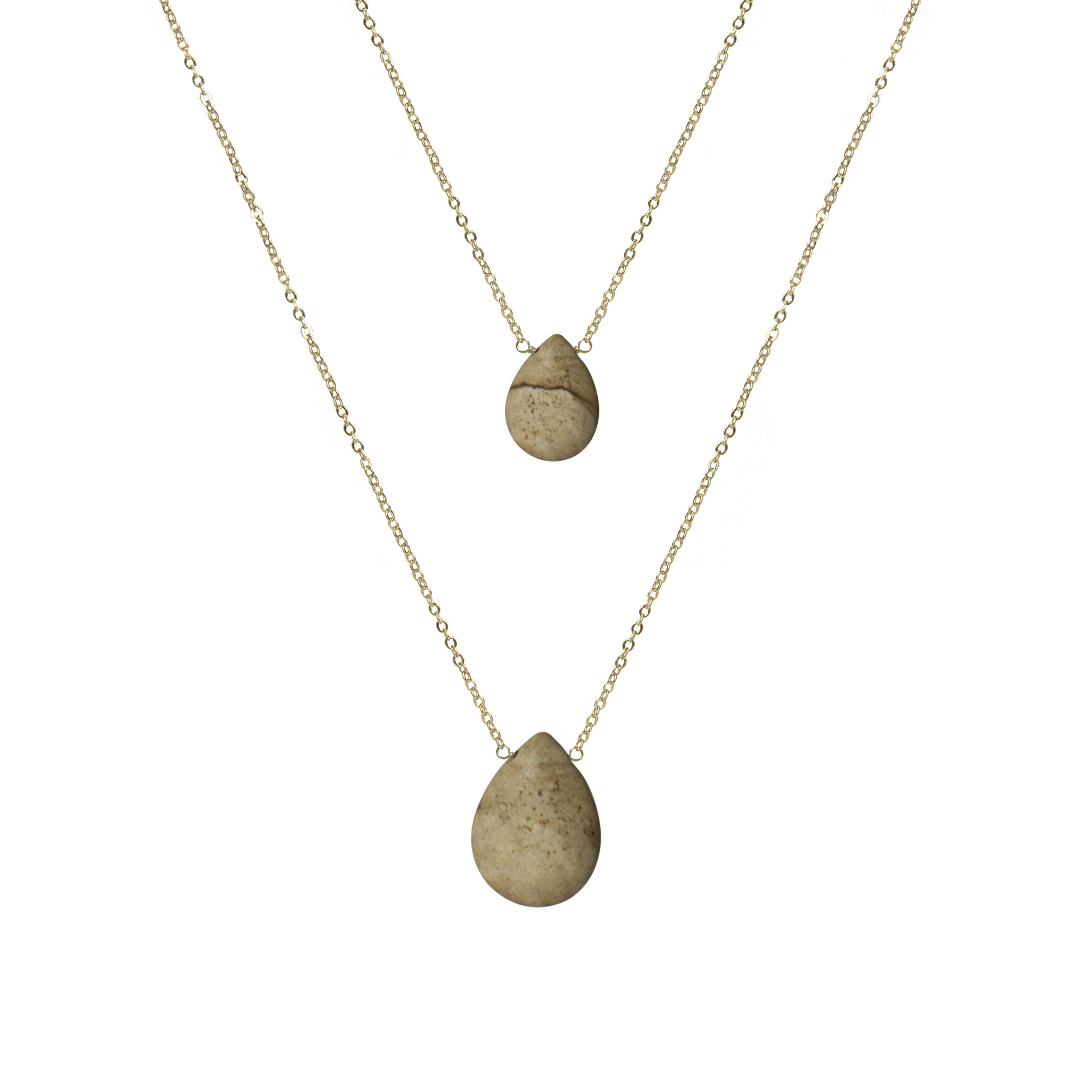 Collar de Jaspe Paisaje acabado en oro amarillo 18K - Abelia