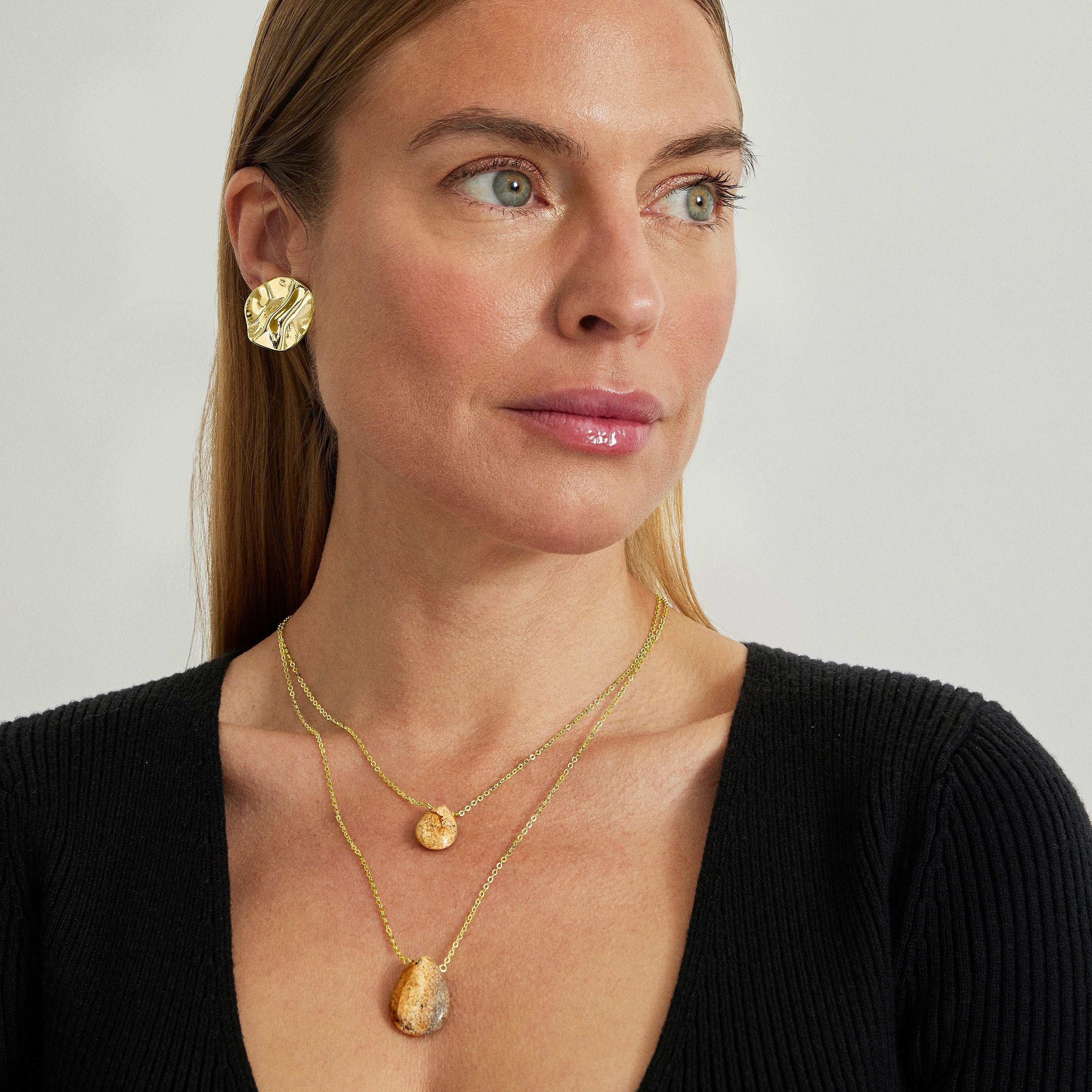Collar de Jaspe Paisaje acabado en oro amarillo 18K - Abelia