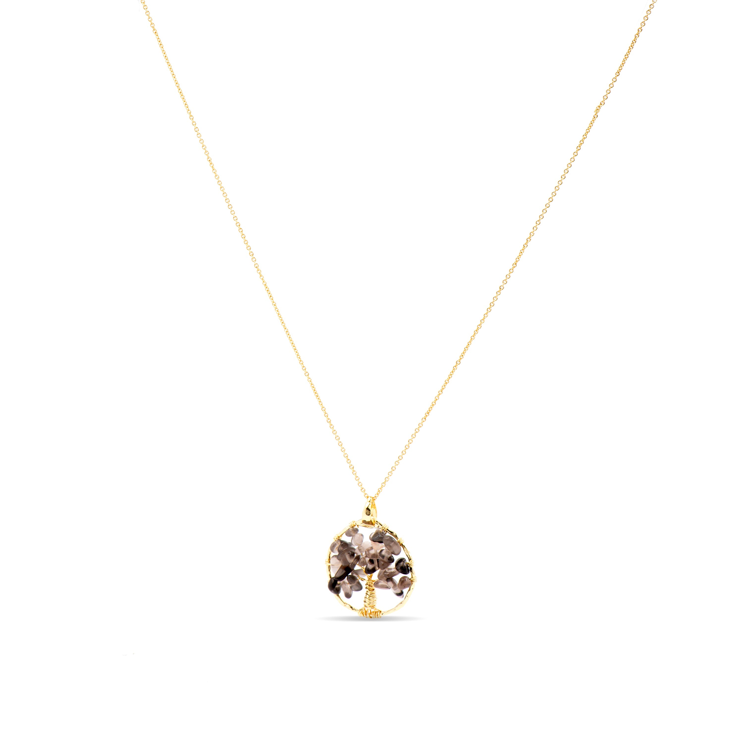 Collana in Quarzo Fumè Cristallo di Rocca finitura in oro giallo 18K - Budleia