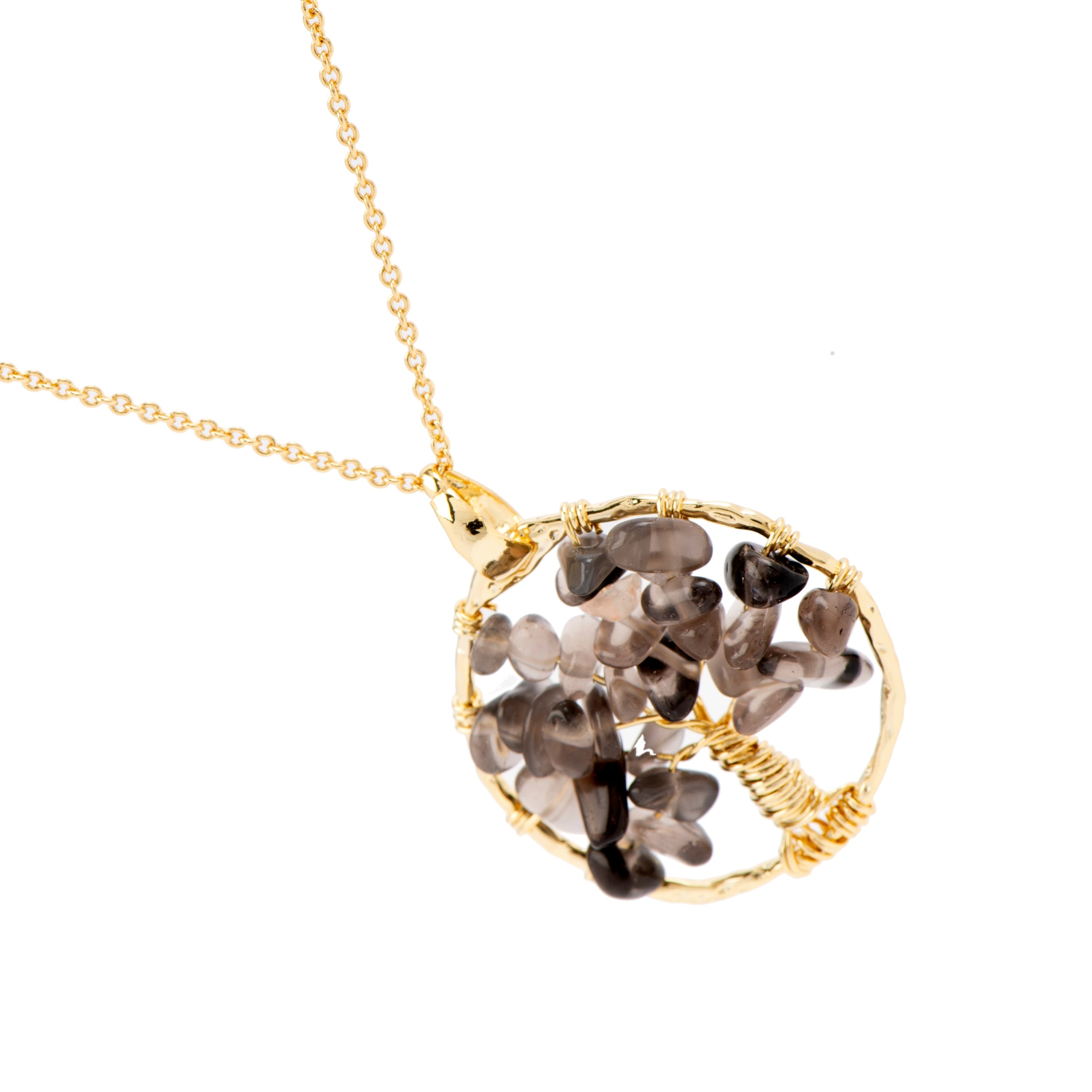 Collana in Quarzo Fumè Cristallo di Rocca finitura in oro giallo 18K - Budleia