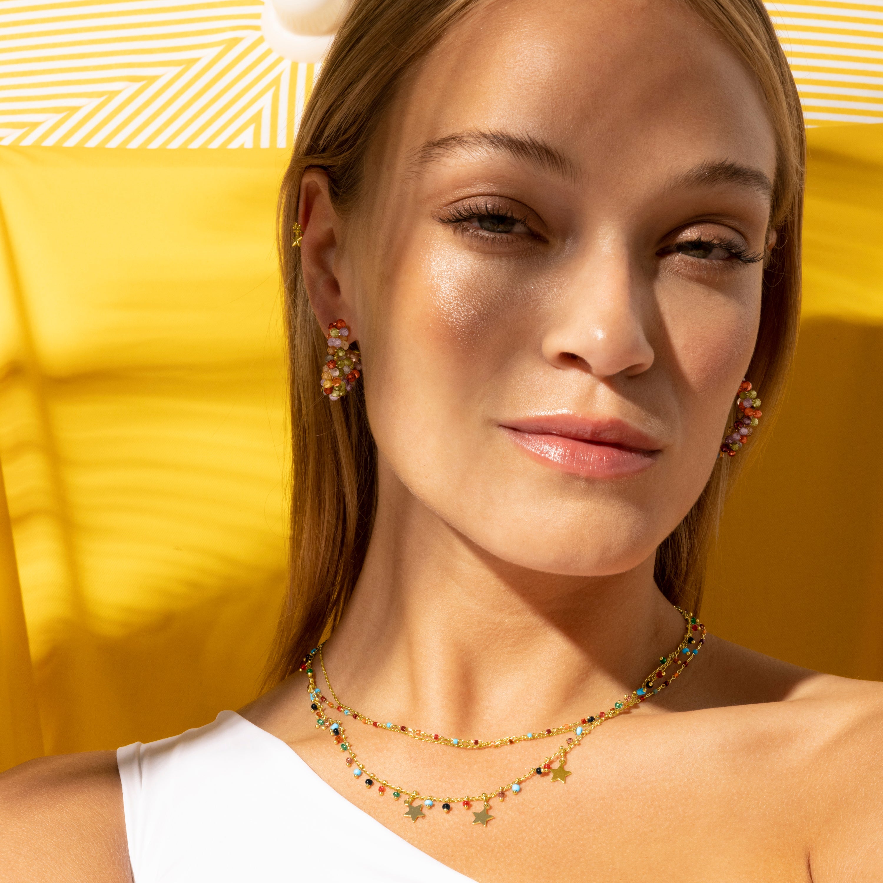 Collar de Cuarzo Hidrotermal Multicolor acabado en oro amarillo 18K - Nespo