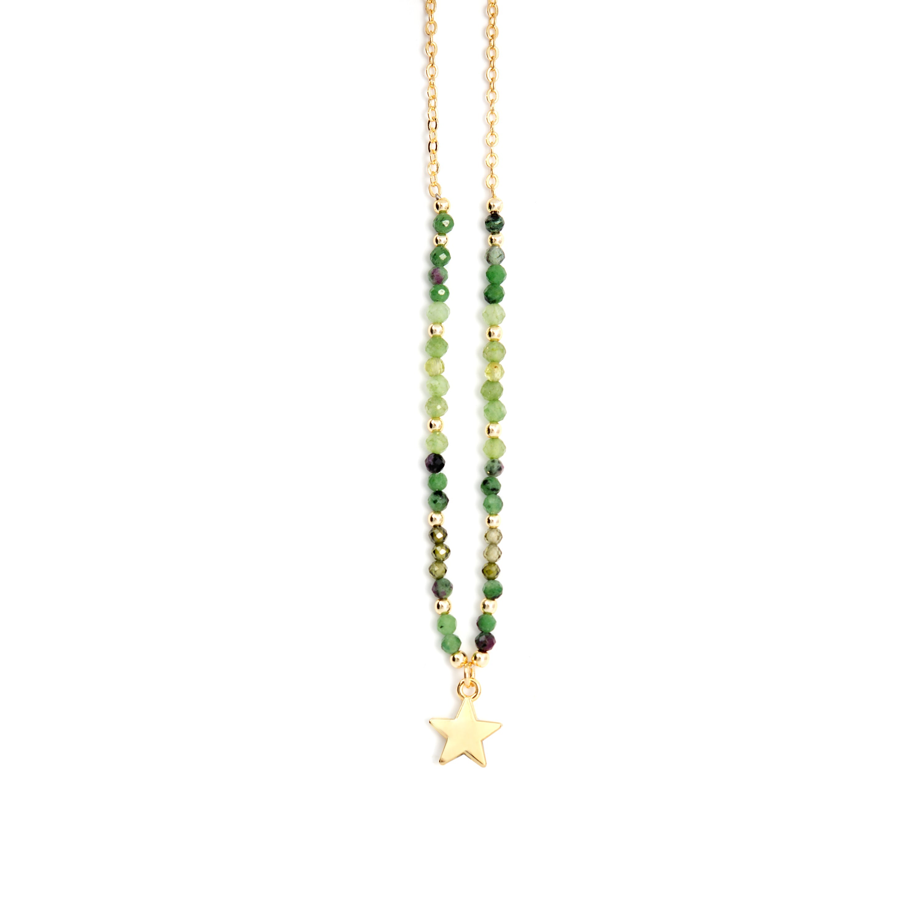 Collana in Cristallo Verde con finitura in oro giallo 18K - Awulf