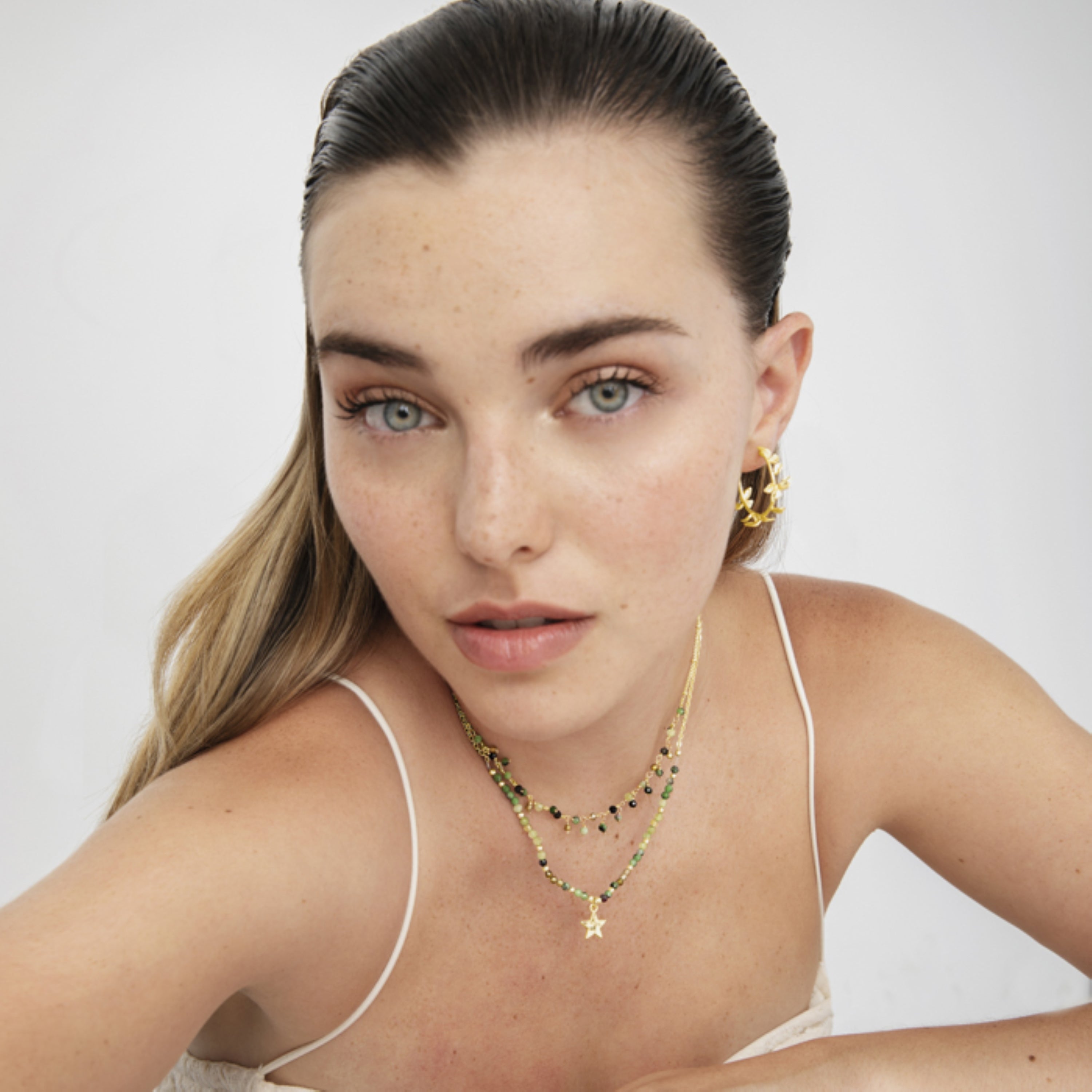 Collana in Cristallo Verde con finitura in oro giallo 18K - Awulf