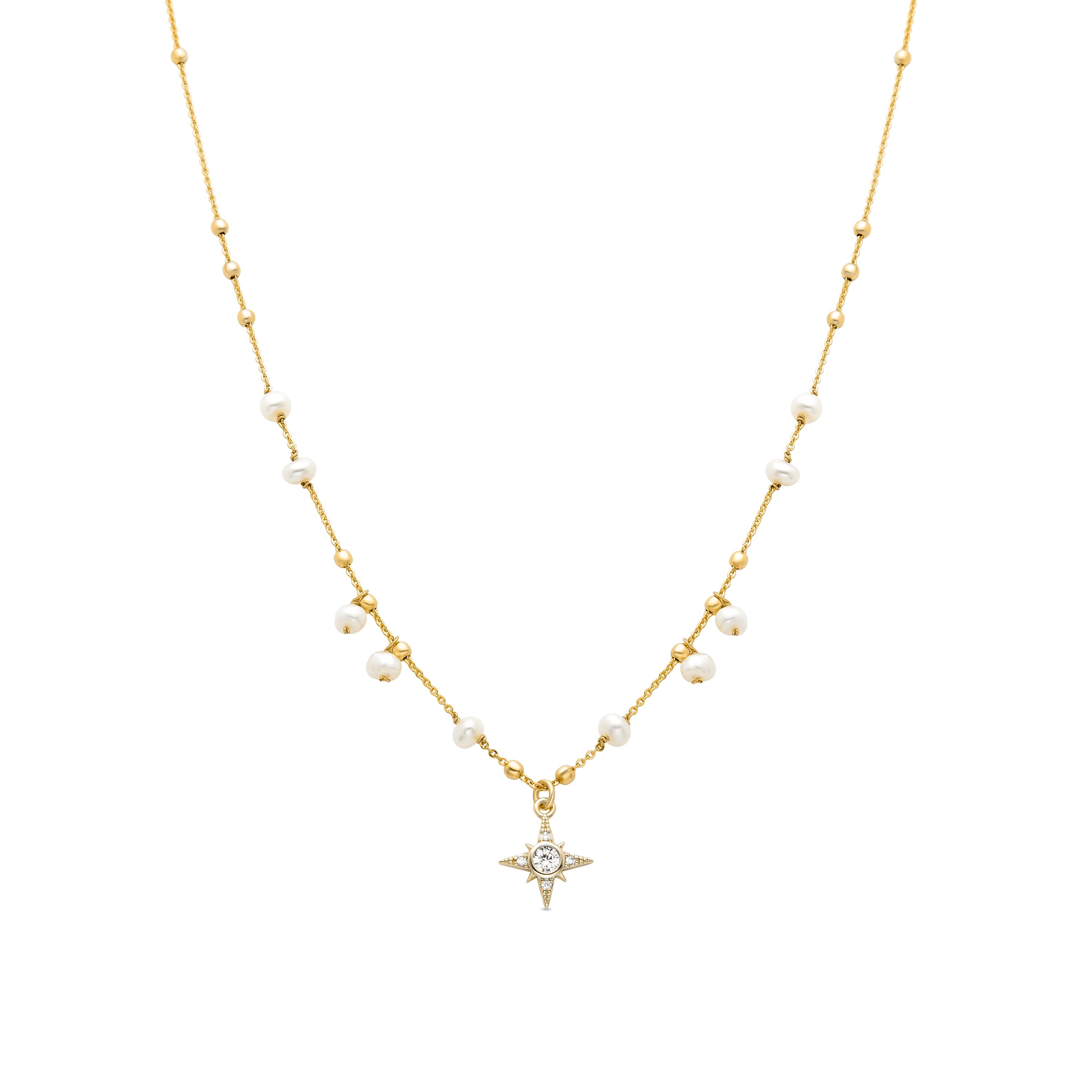 Collana di Perle Bianche con finitura in oro giallo 18K - Rokrum
