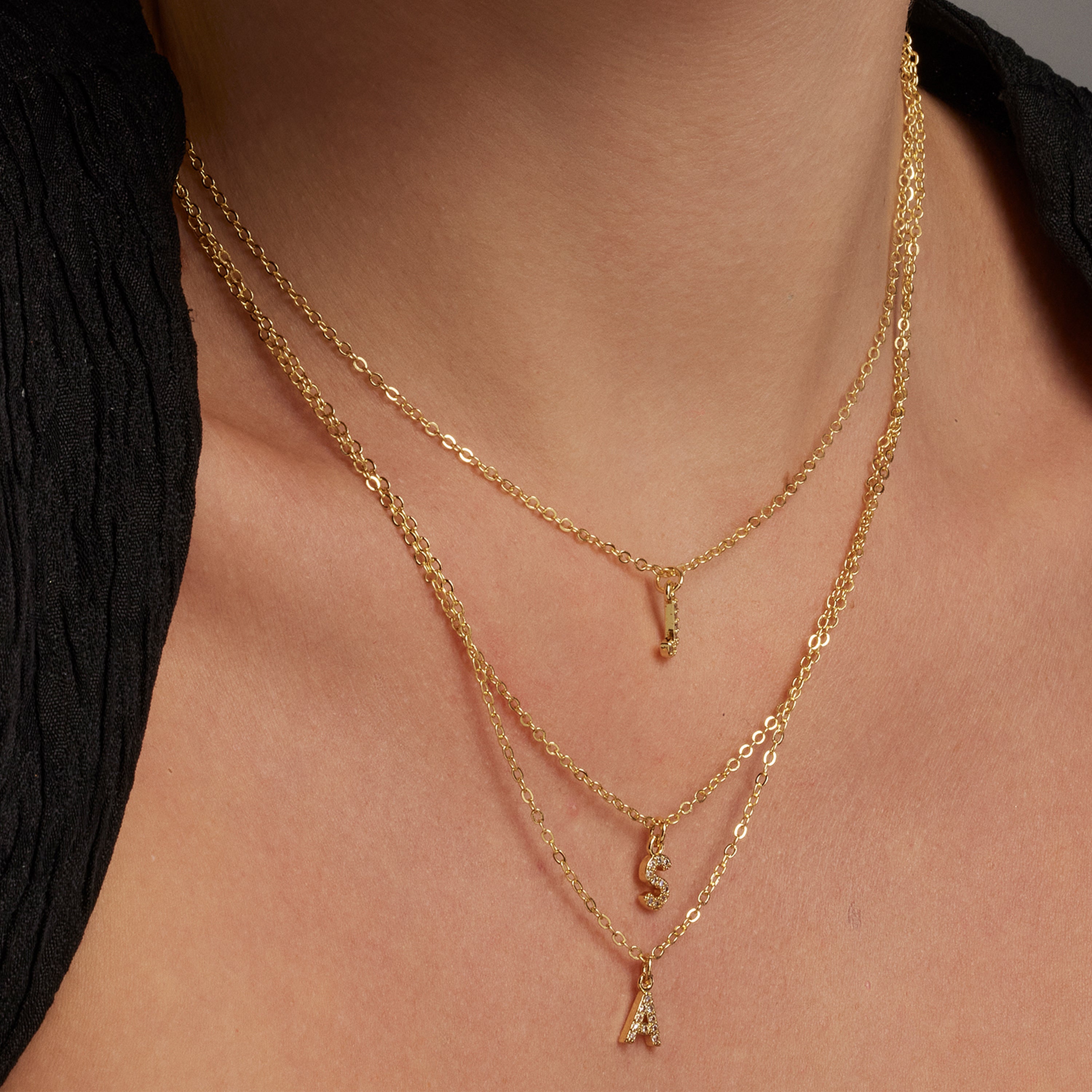 Collar con Circonita Brillante acabado oro 18k - Alphabet