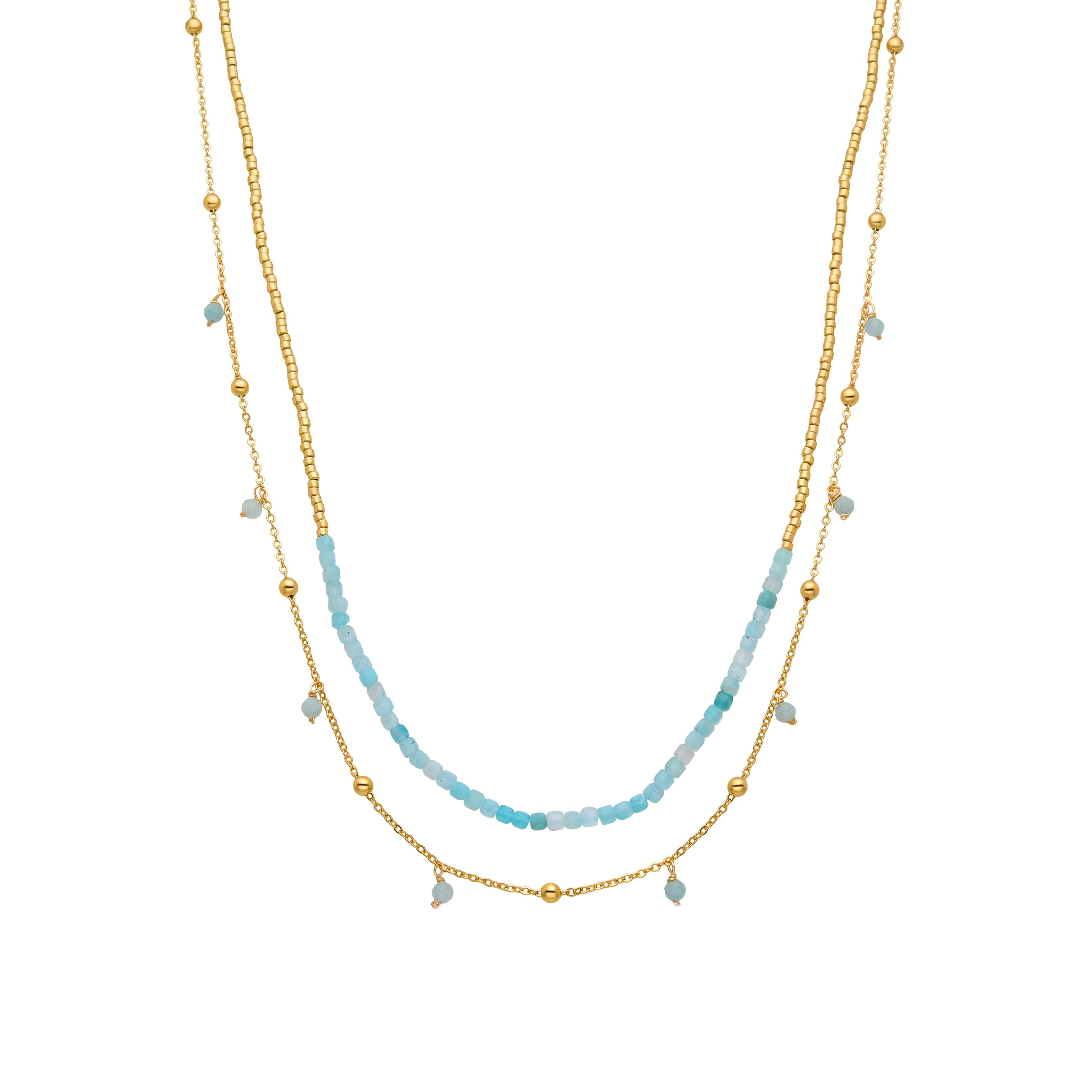 Collar de Turquesa acabado en oro amarillo 18K - Akya