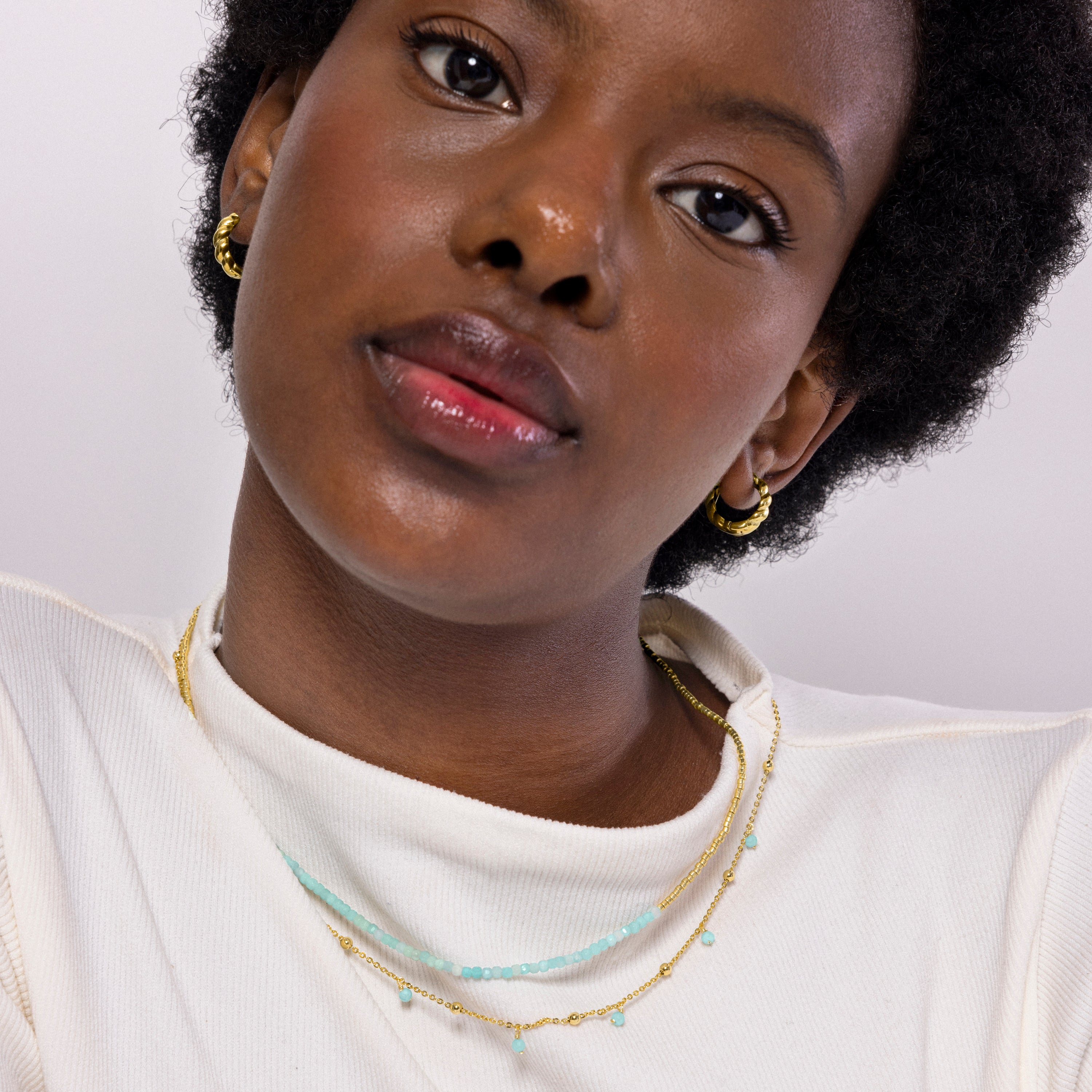 Collar de Turquesa acabado en oro amarillo 18K - Akya