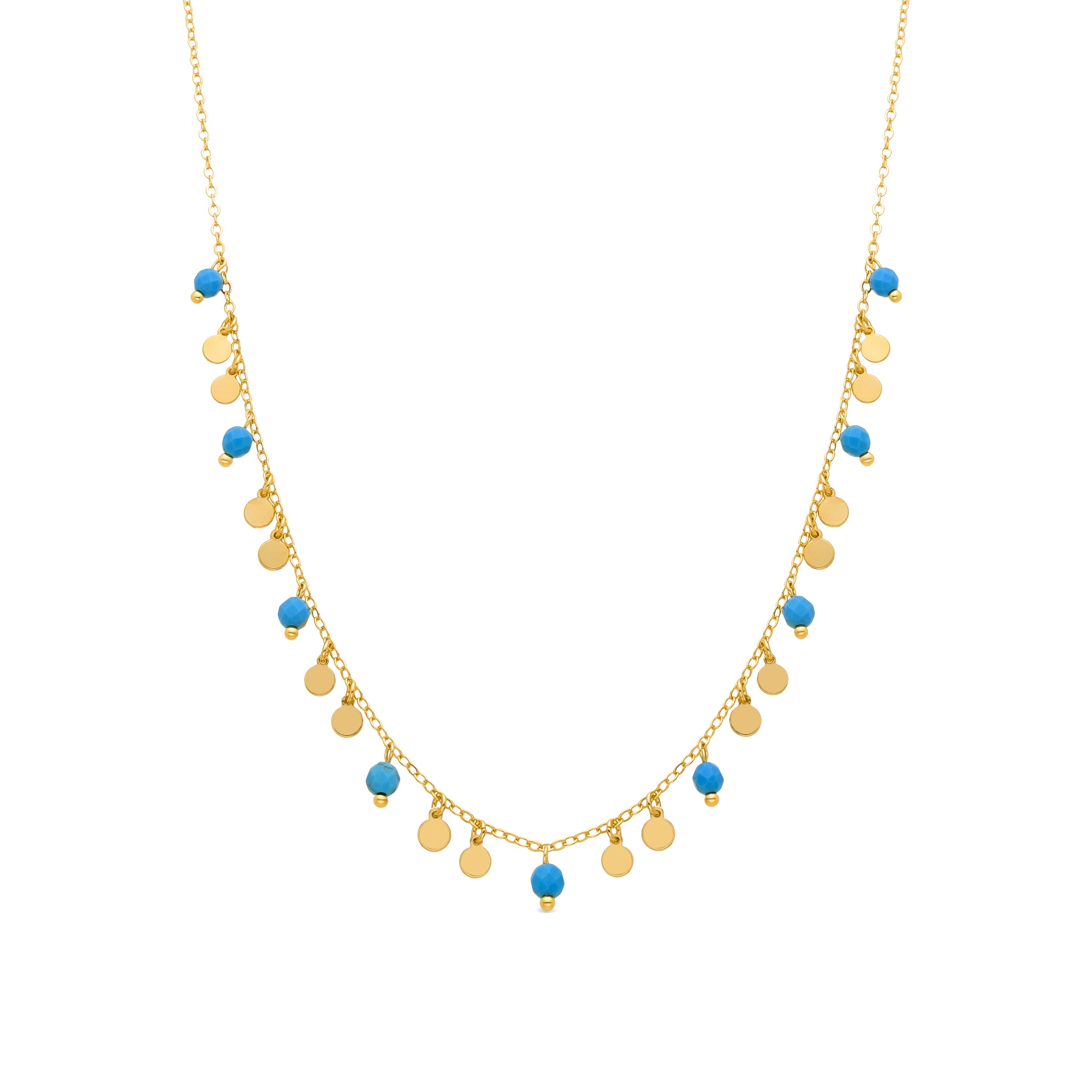 Collar de Turquesa acabado en oro amarillo 18K - Fawya