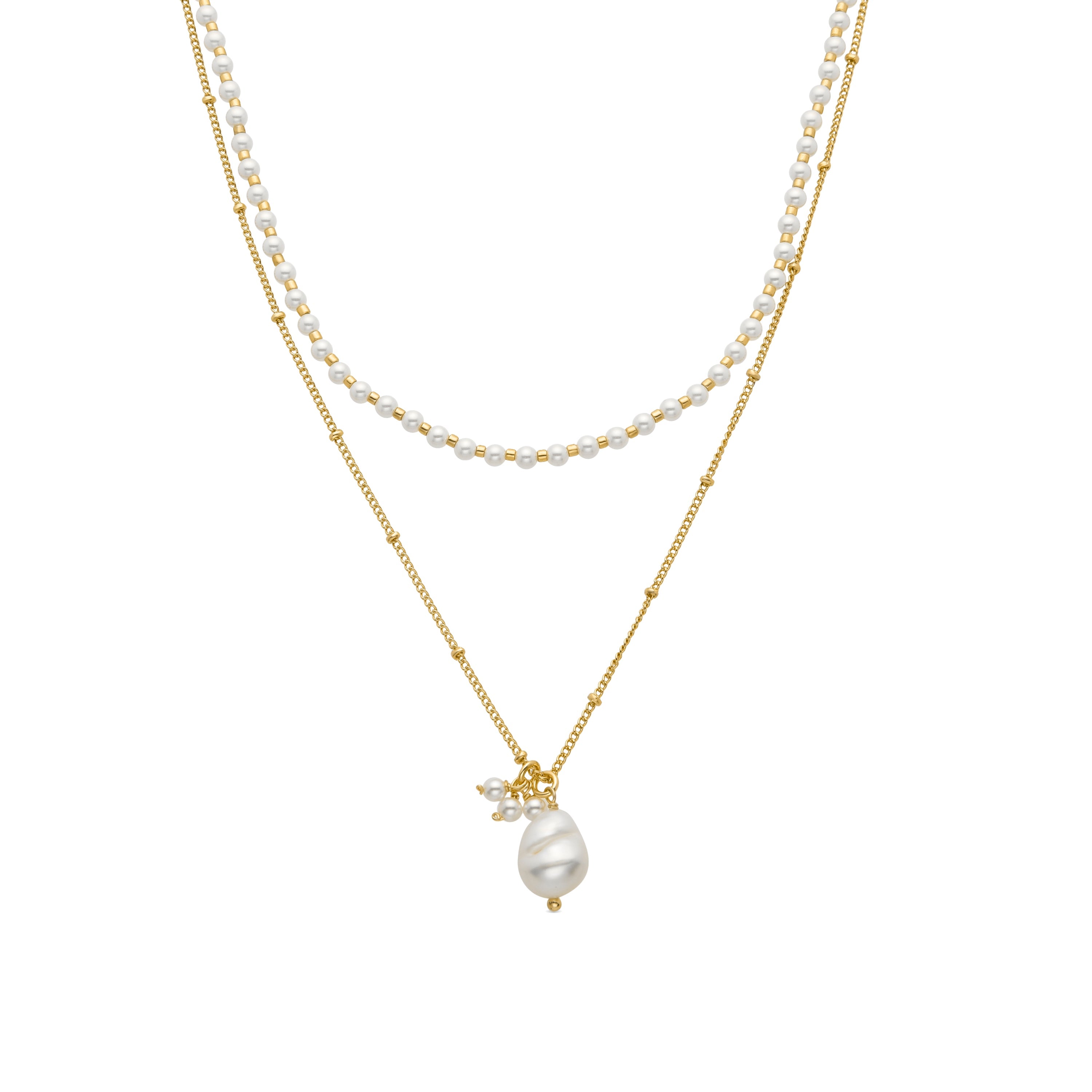 Collar de Perla Blanca acabado en oro amarillo 18K - Subri