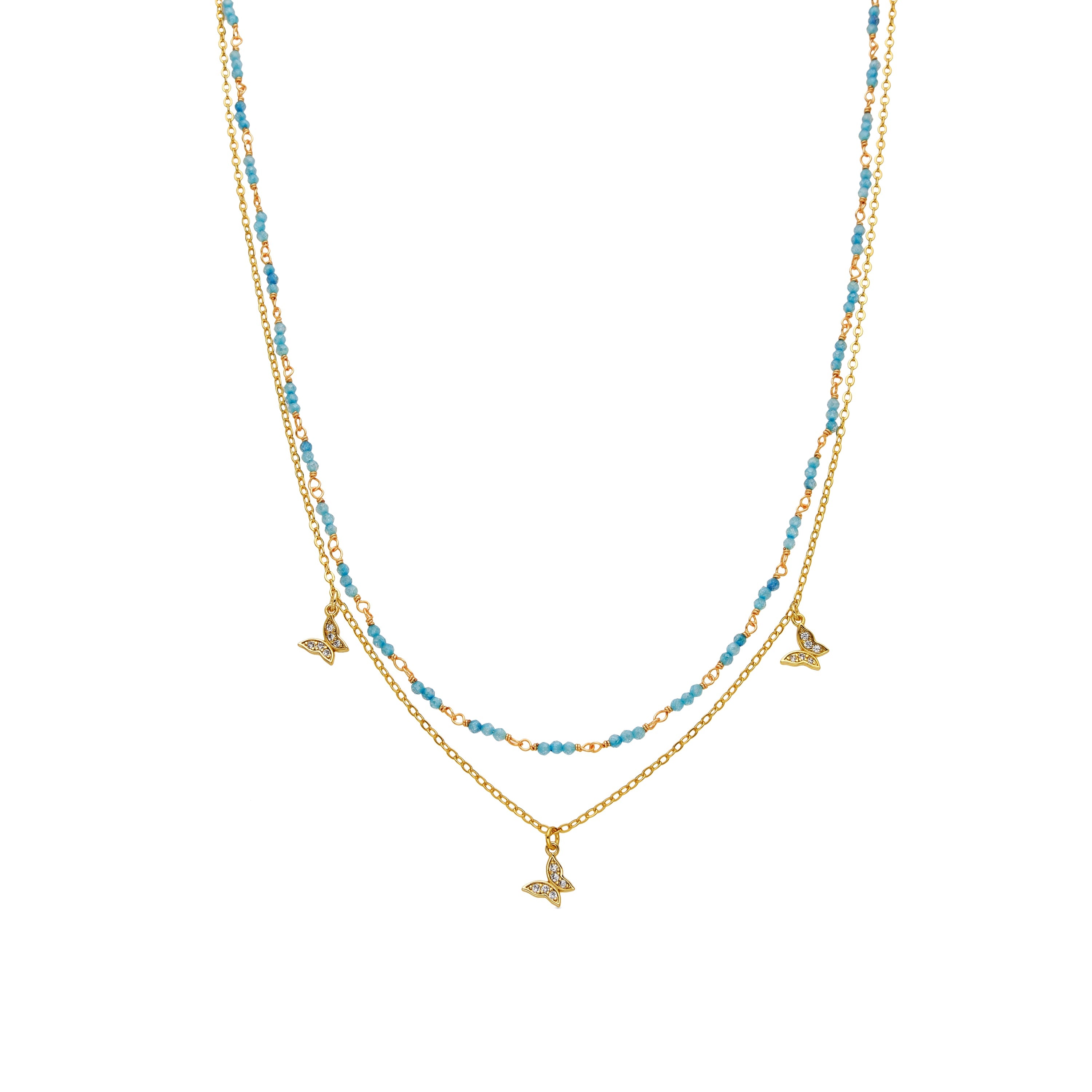 Collana con Cristallo Blu finitura oro 18k - Zinli