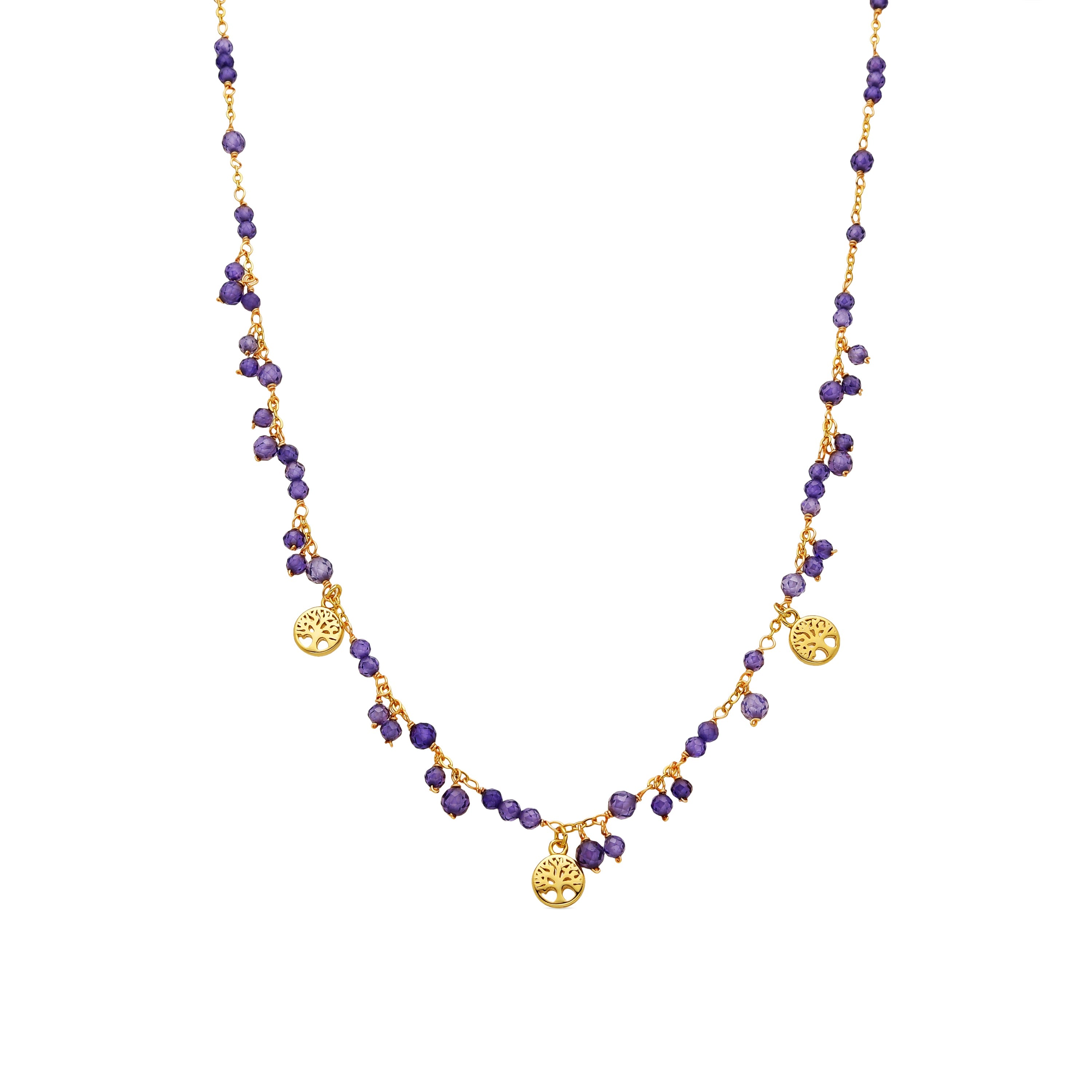 Collana con Cristallo Viola finitura oro 18k - Totez