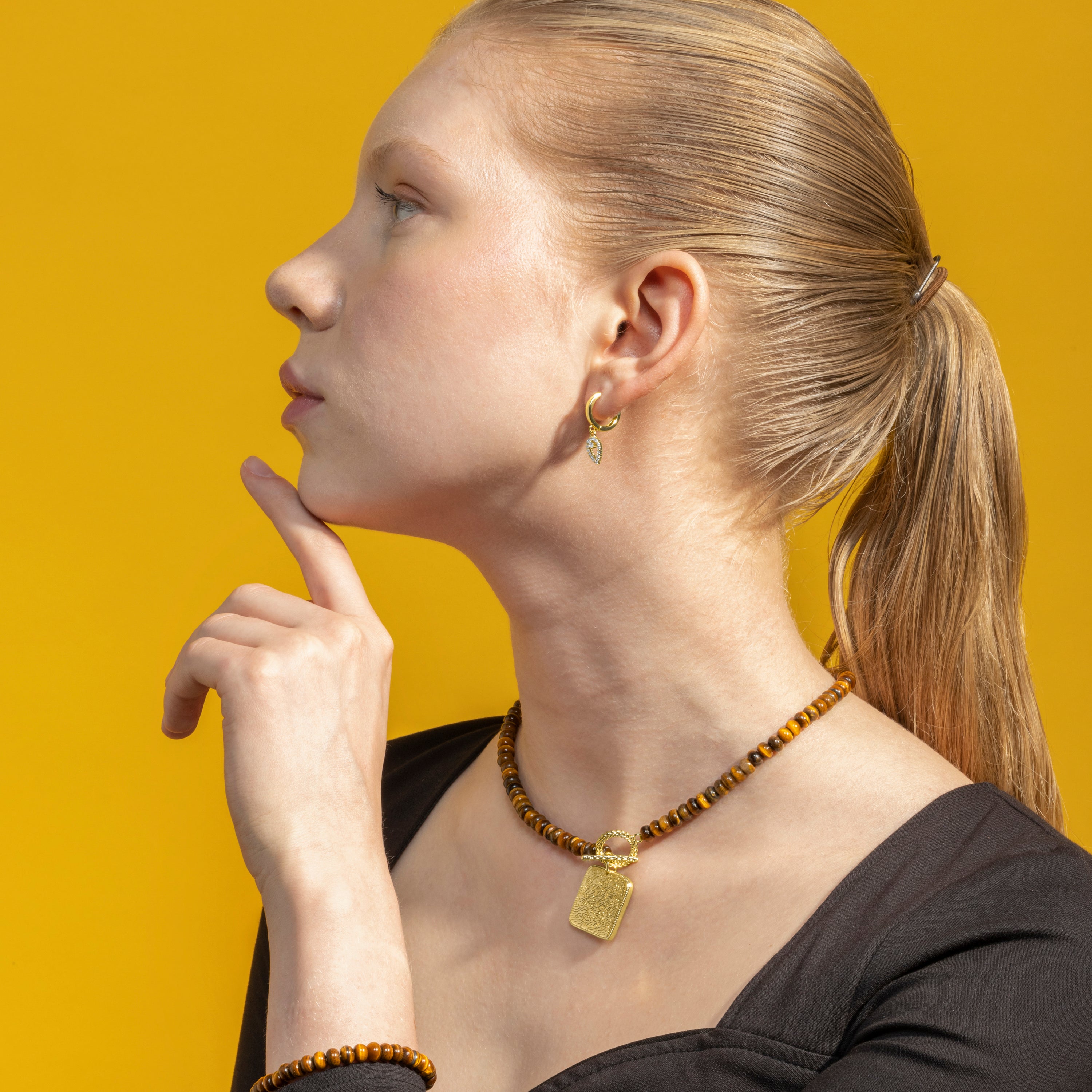 Collana con Occhio di Tigre finitura oro 18k - Lessy