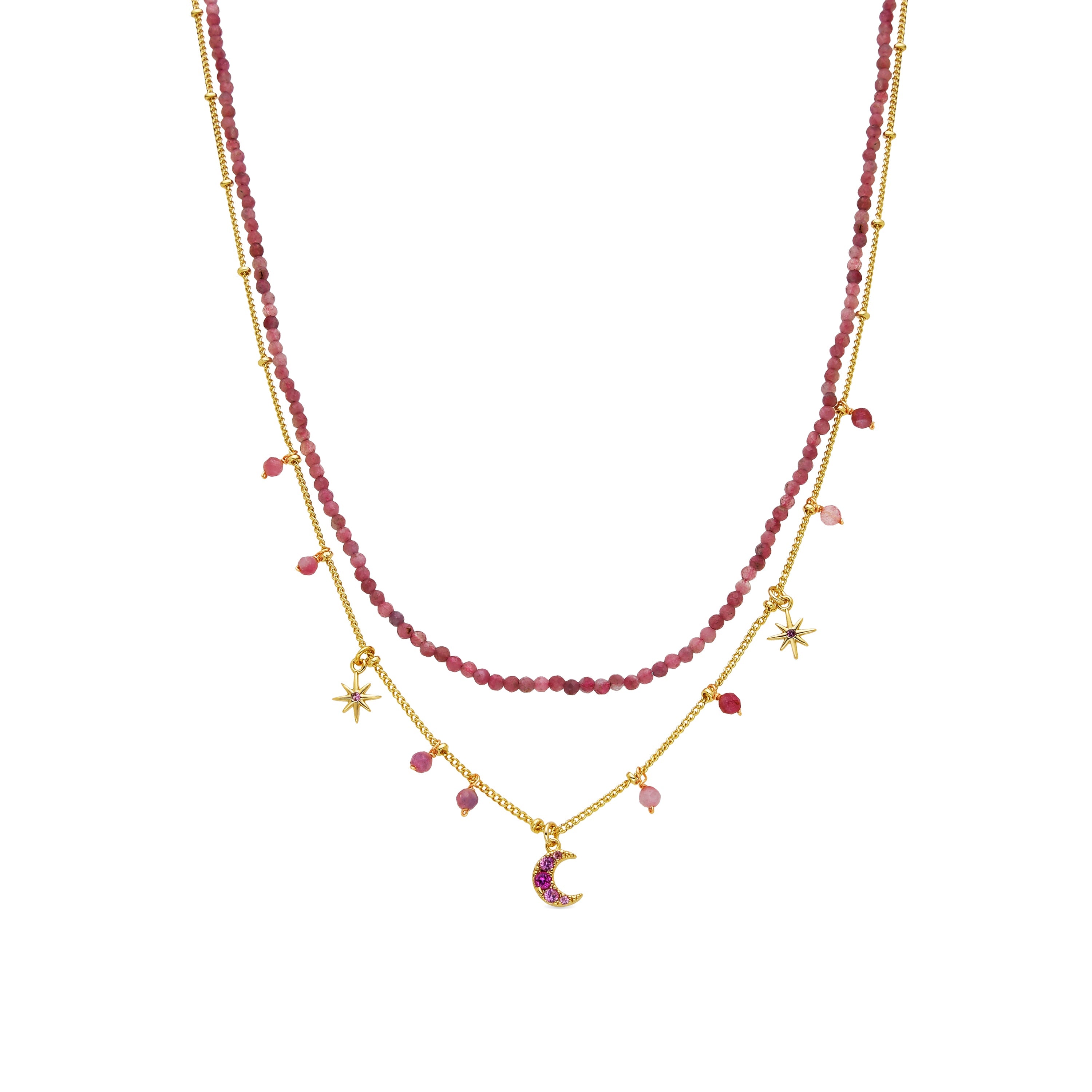 Collana con Cristallo Rosa finitura oro 18k - Ethal