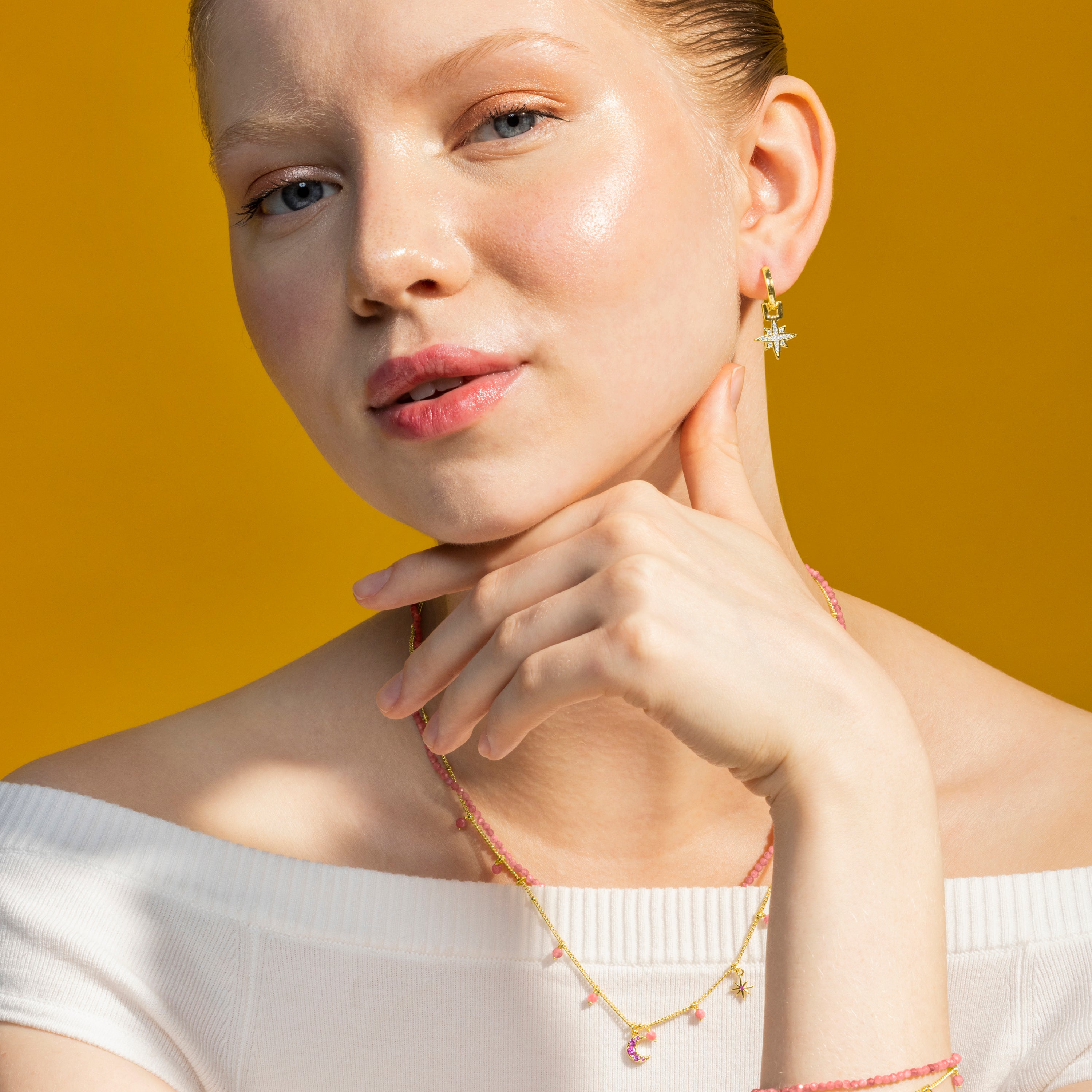 Collana con Cristallo Rosa finitura oro 18k - Ethal