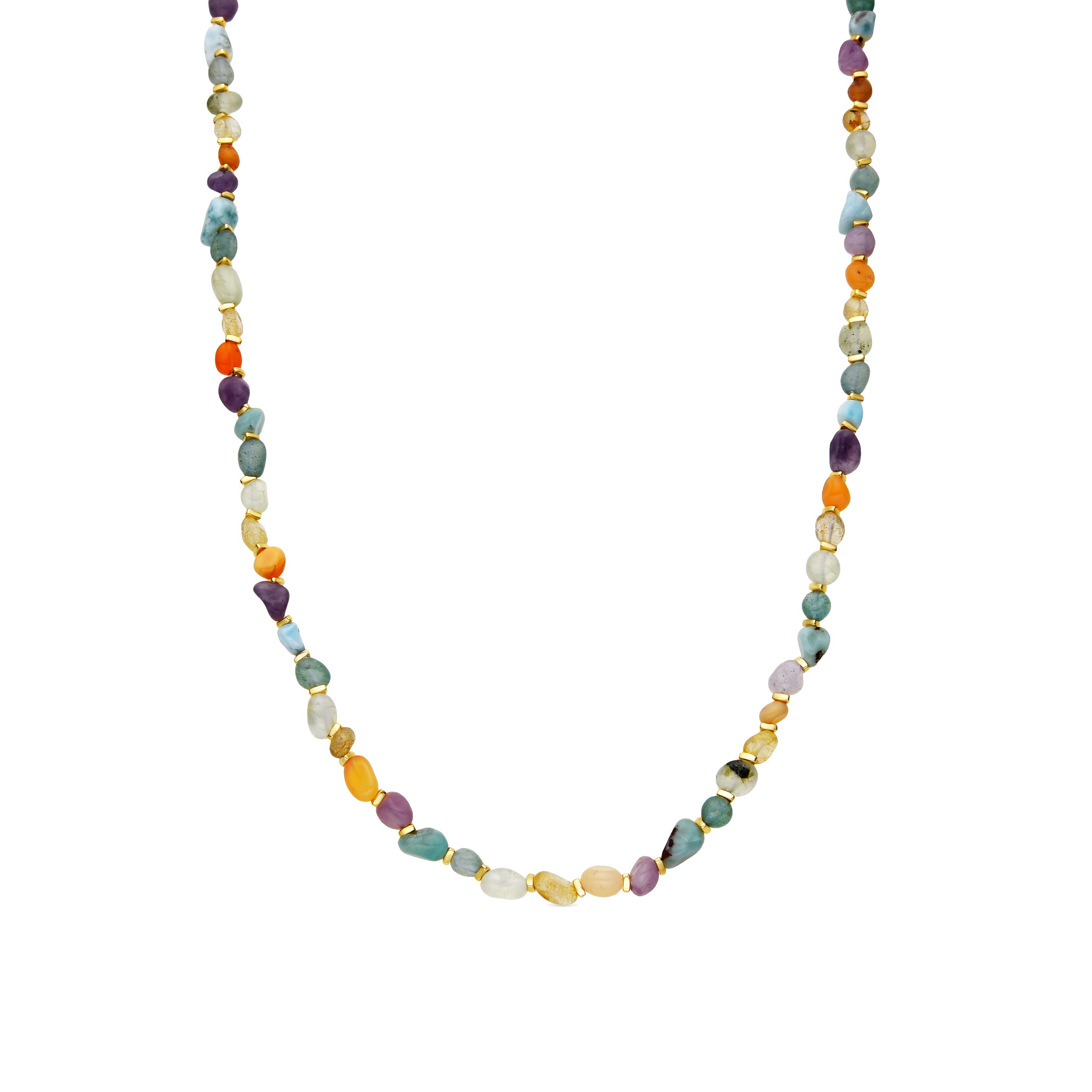 18k Yellow Gold Finished Necklace with Multicolor Natural Stone - Terma