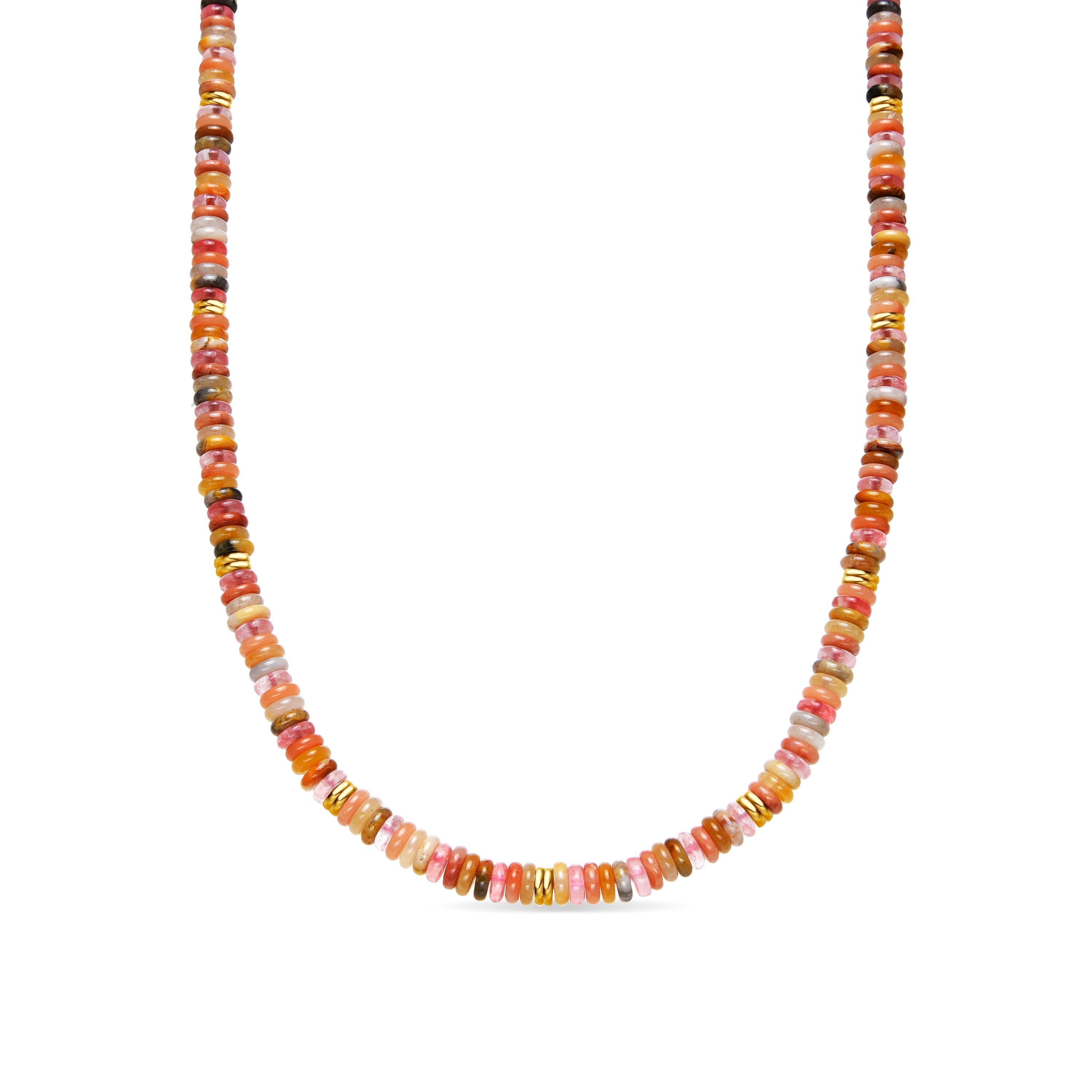 18k Yellow Gold Finished Necklace with Multicolor Natural Stone - Onisu