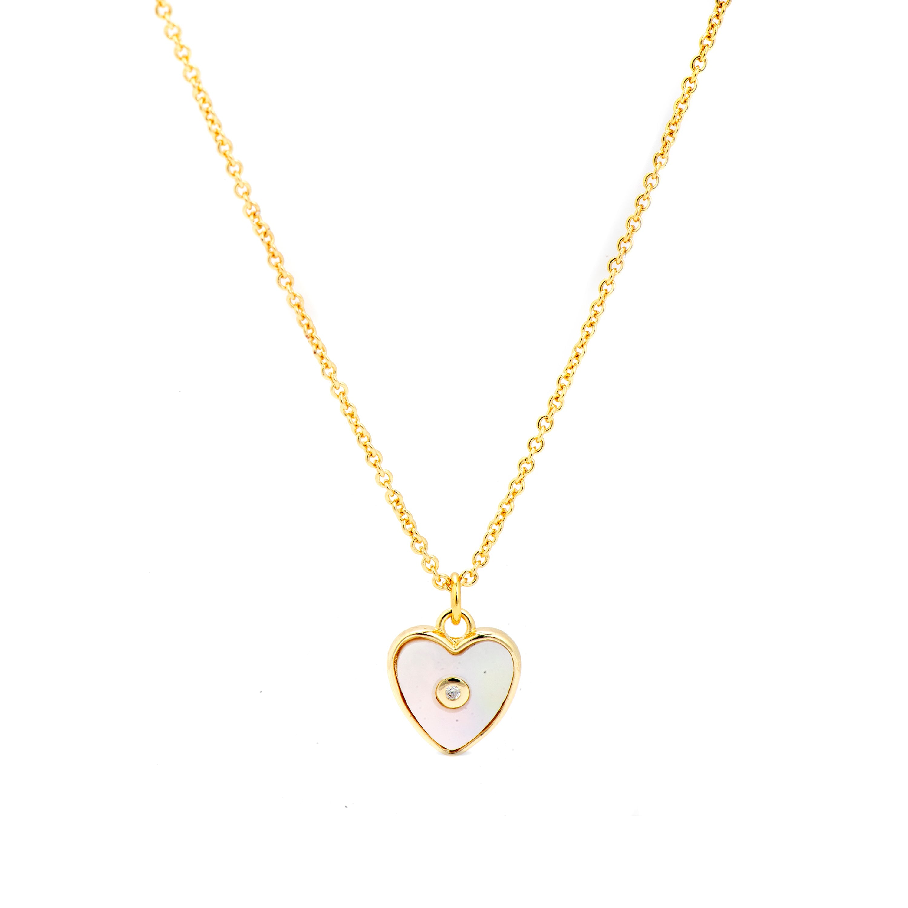 Ketting afgewerkt in 18k geelgoud en Witte Moederparel - Heart