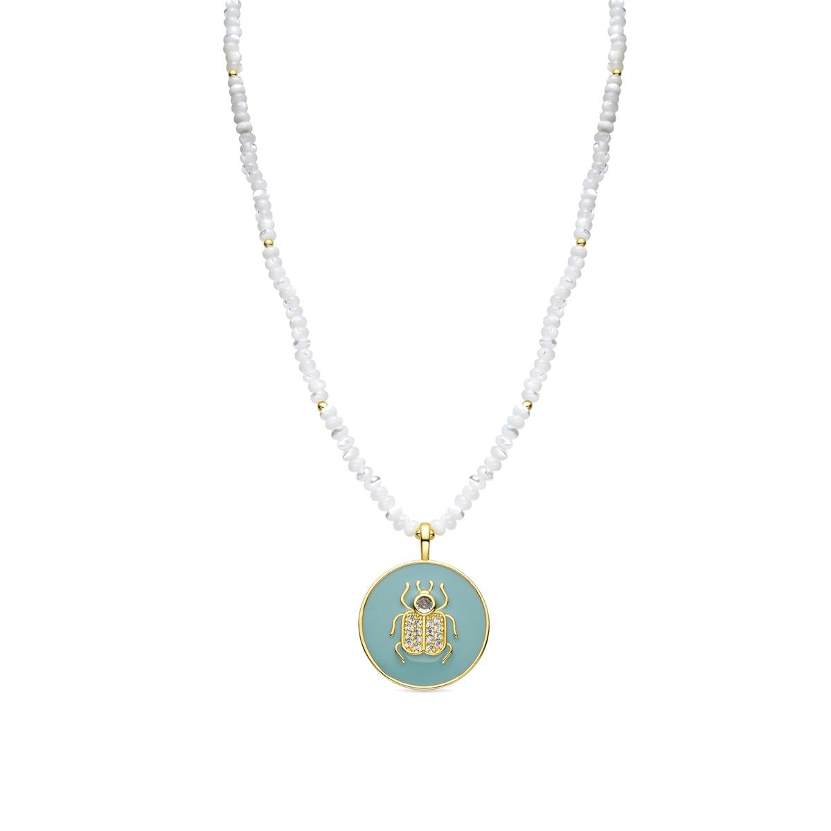 18k Yellow Gold Finished Necklace and White Mother-of-Pearl - Adea