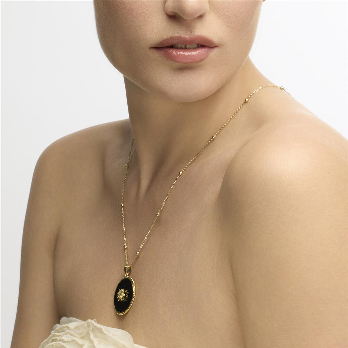 18k Yellow Gold Finished Necklace and Hydrothermal Onyx Quartz - Salks
