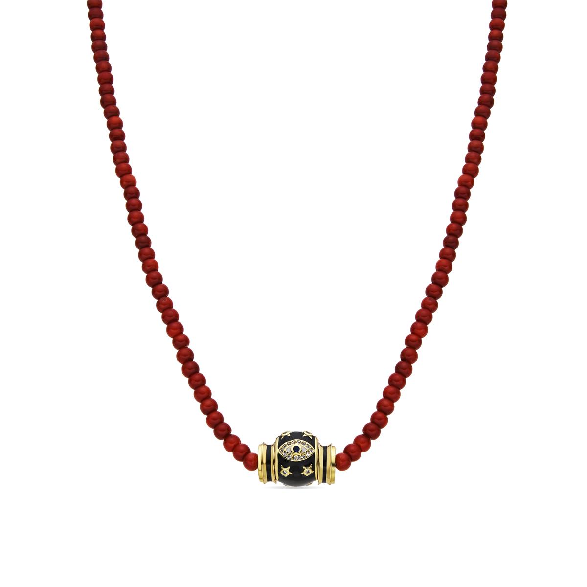 Collar acabado oro amarillo de 18k y Coral - Hamco