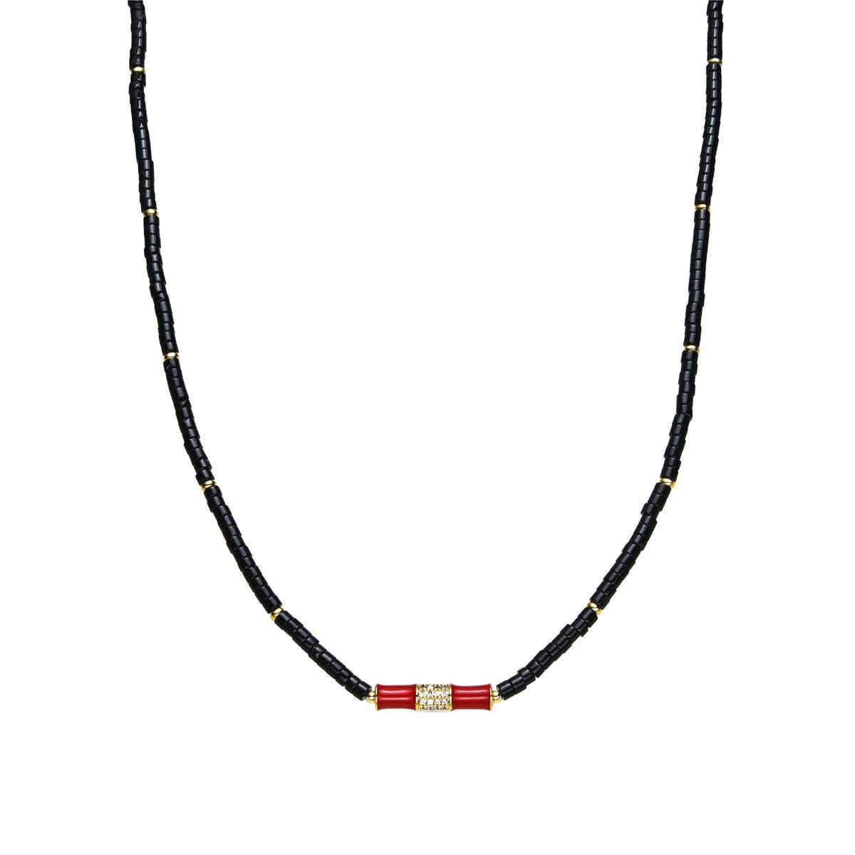 18k Yellow Gold Finished Necklace and Green Jade - Asmi