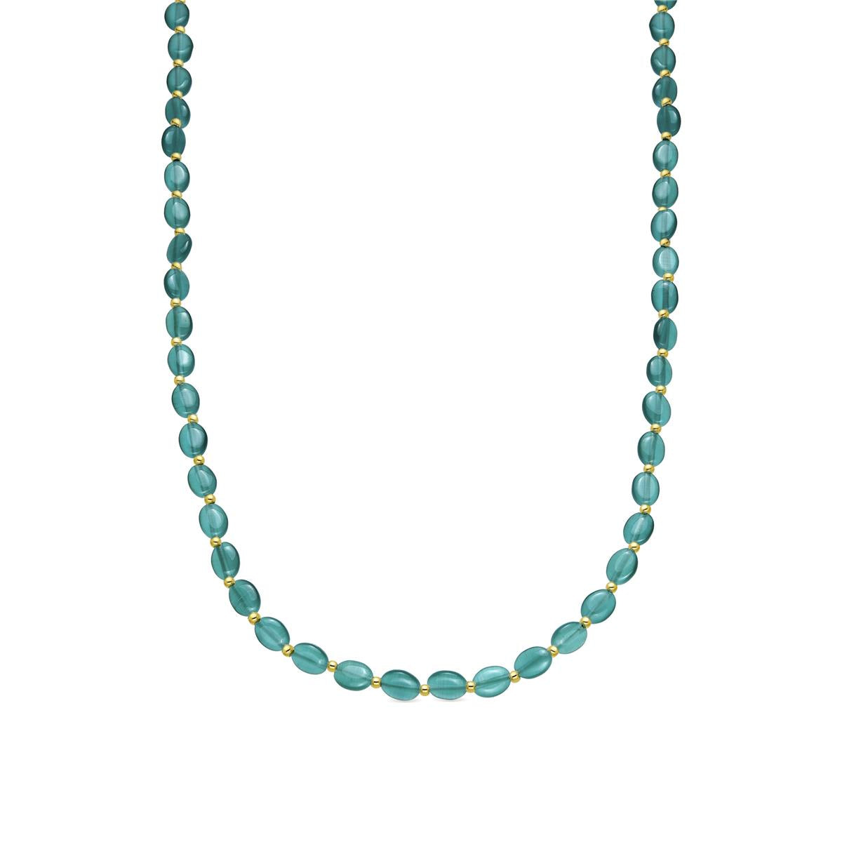 18k yellow gold finished necklace and Green Cat's Eye - Gorai