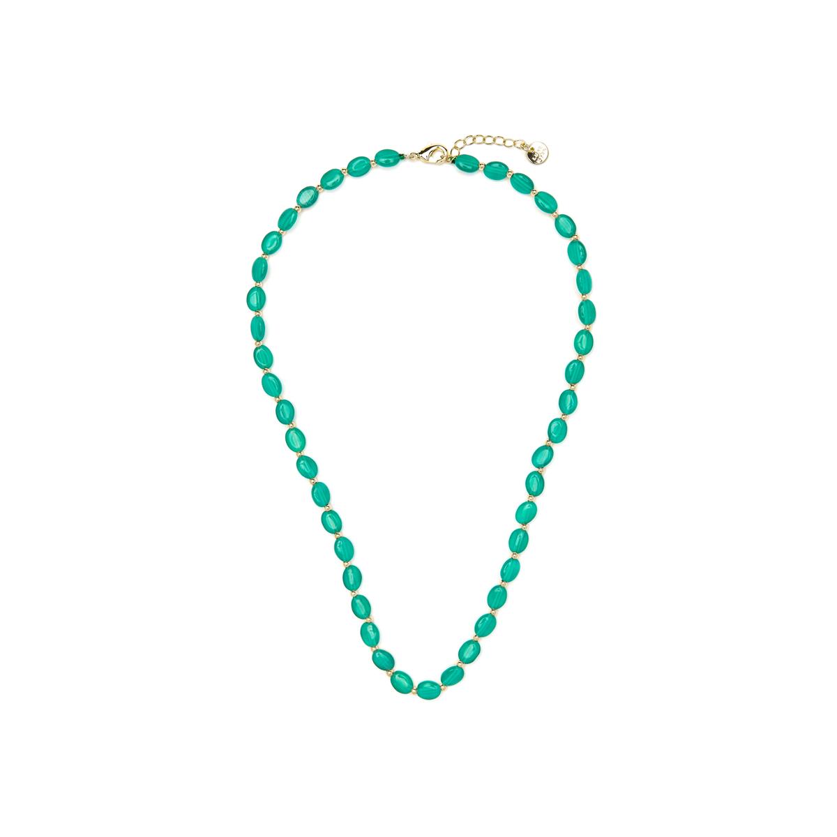 18k yellow gold finished necklace and Green Cat's Eye - Gorai