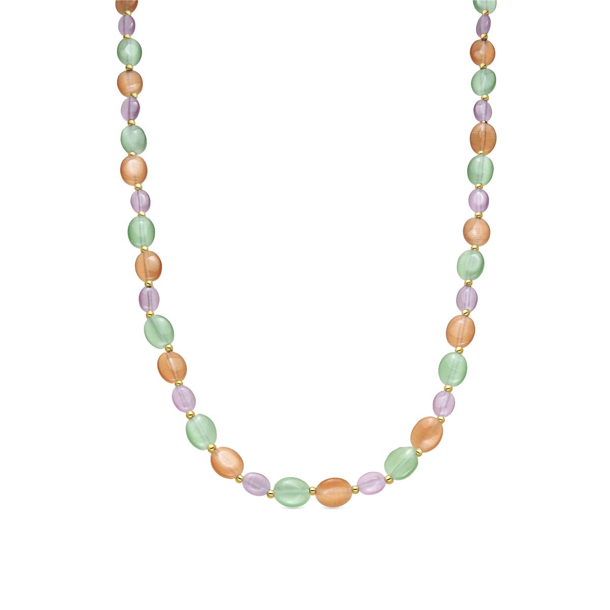 18k yellow gold finished necklace and Multicolor Cat's Eye - Gorai