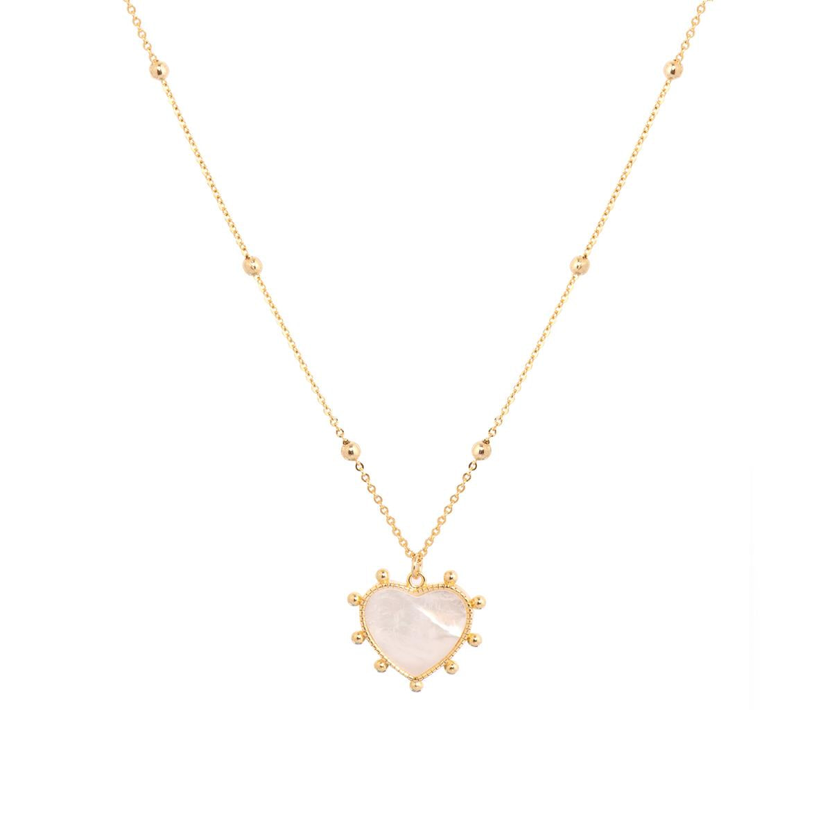 18k Yellow Gold Finished Necklace and White Mother of Pearl - Marloi