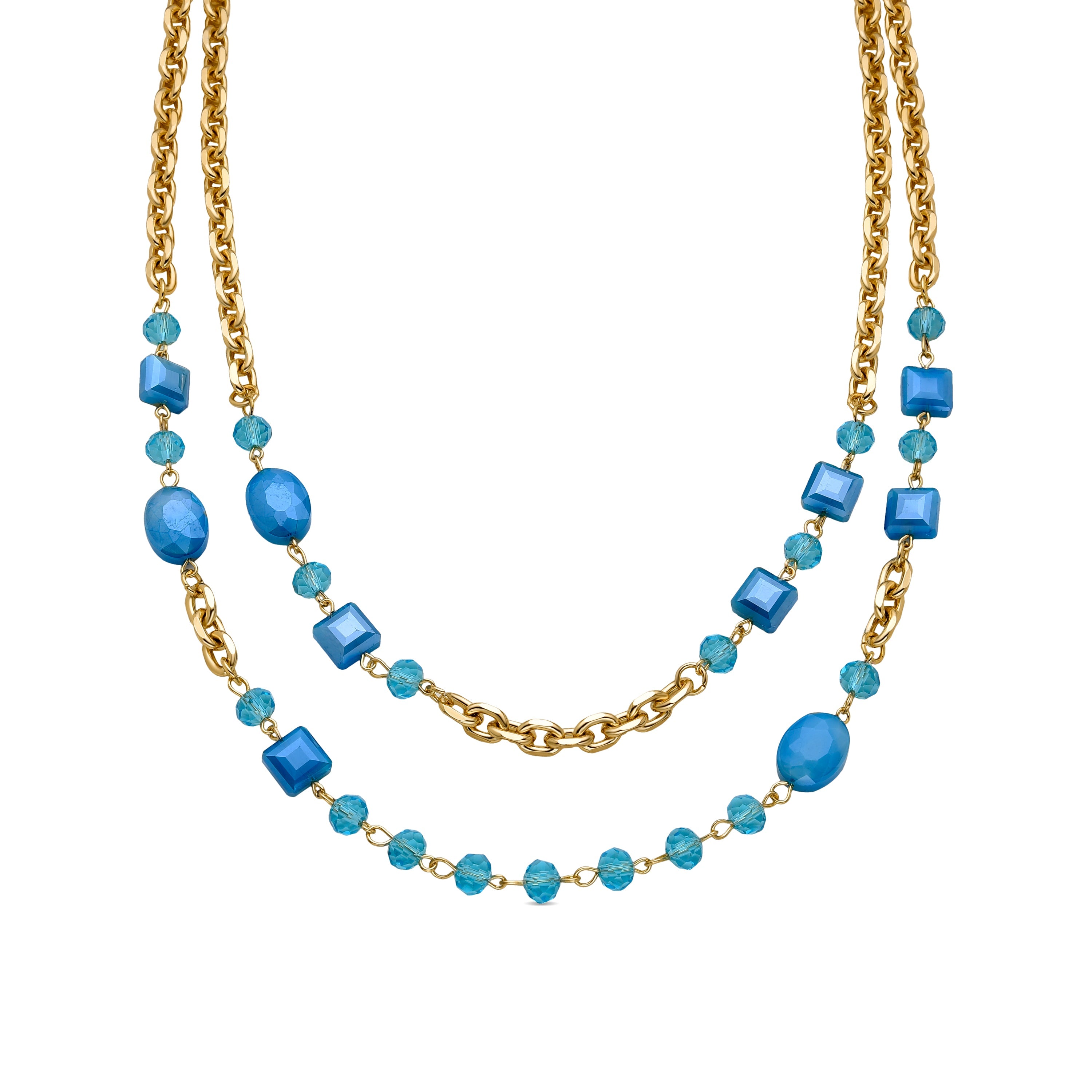 Collier en Cristal Bleu Foncé fini en or jaune 18K - Zinsis