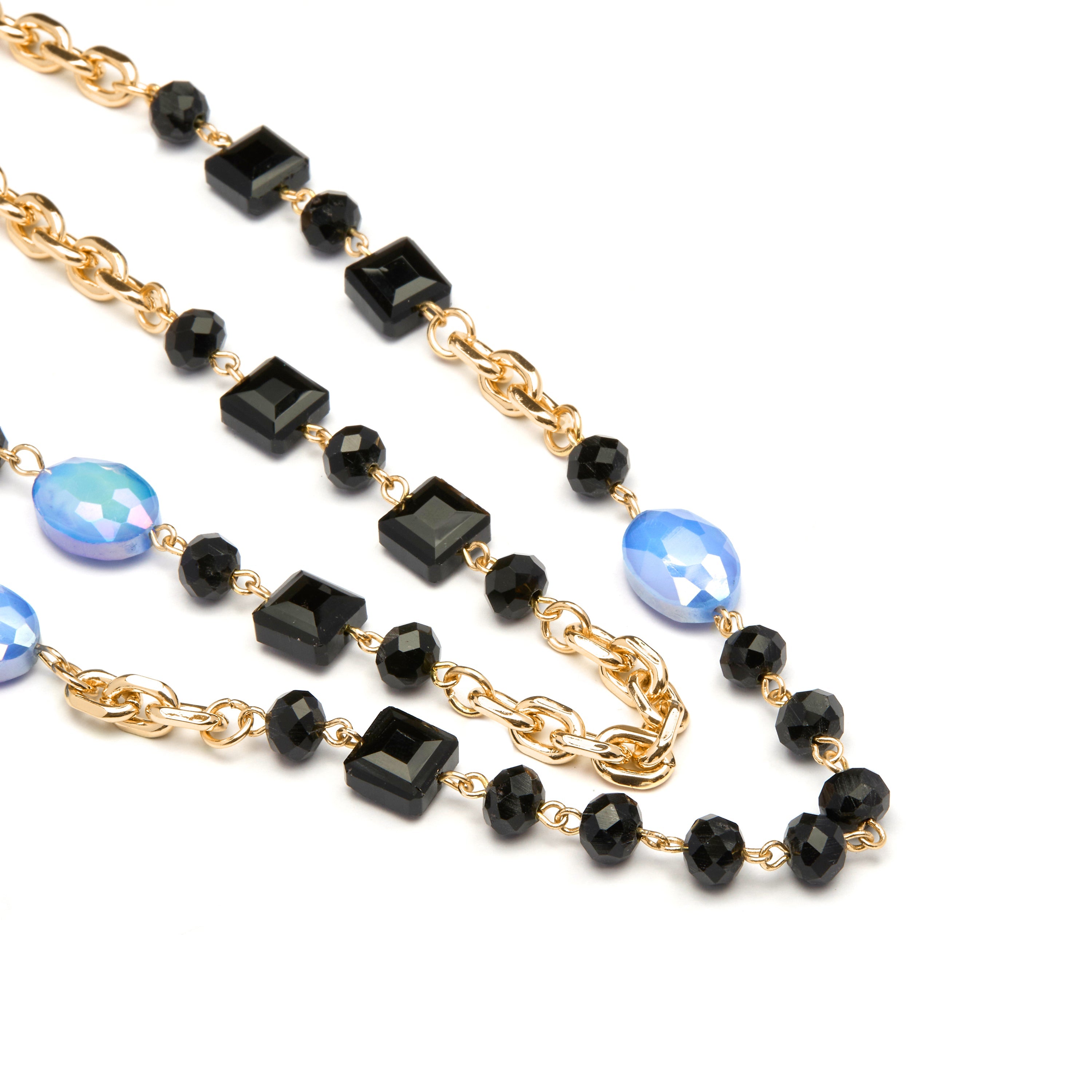 Collier en Cristal Bleu Foncé fini en or jaune 18K - Zinsis