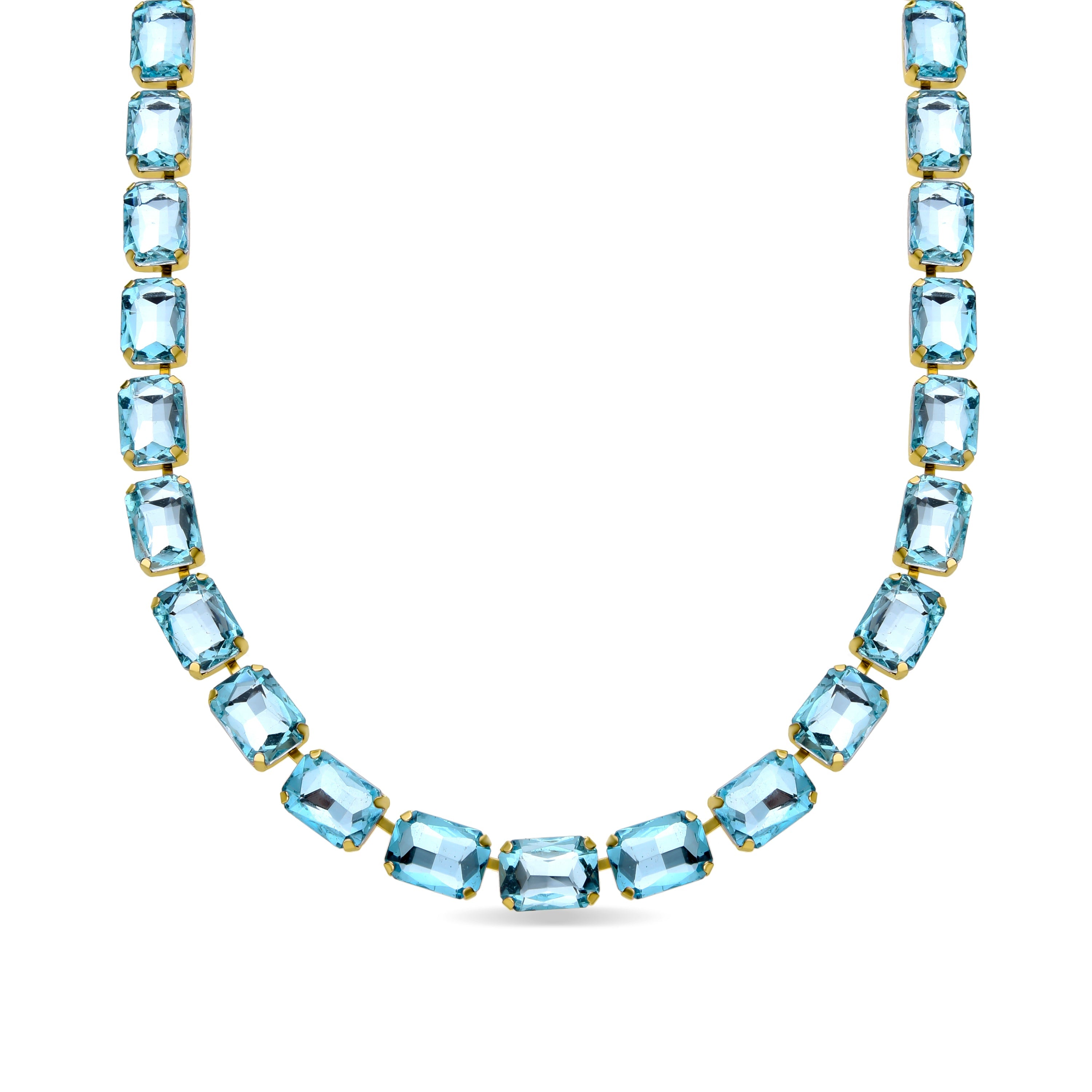 Collar de Cristal Azul acabado en oro amarillo 18K - Ankek