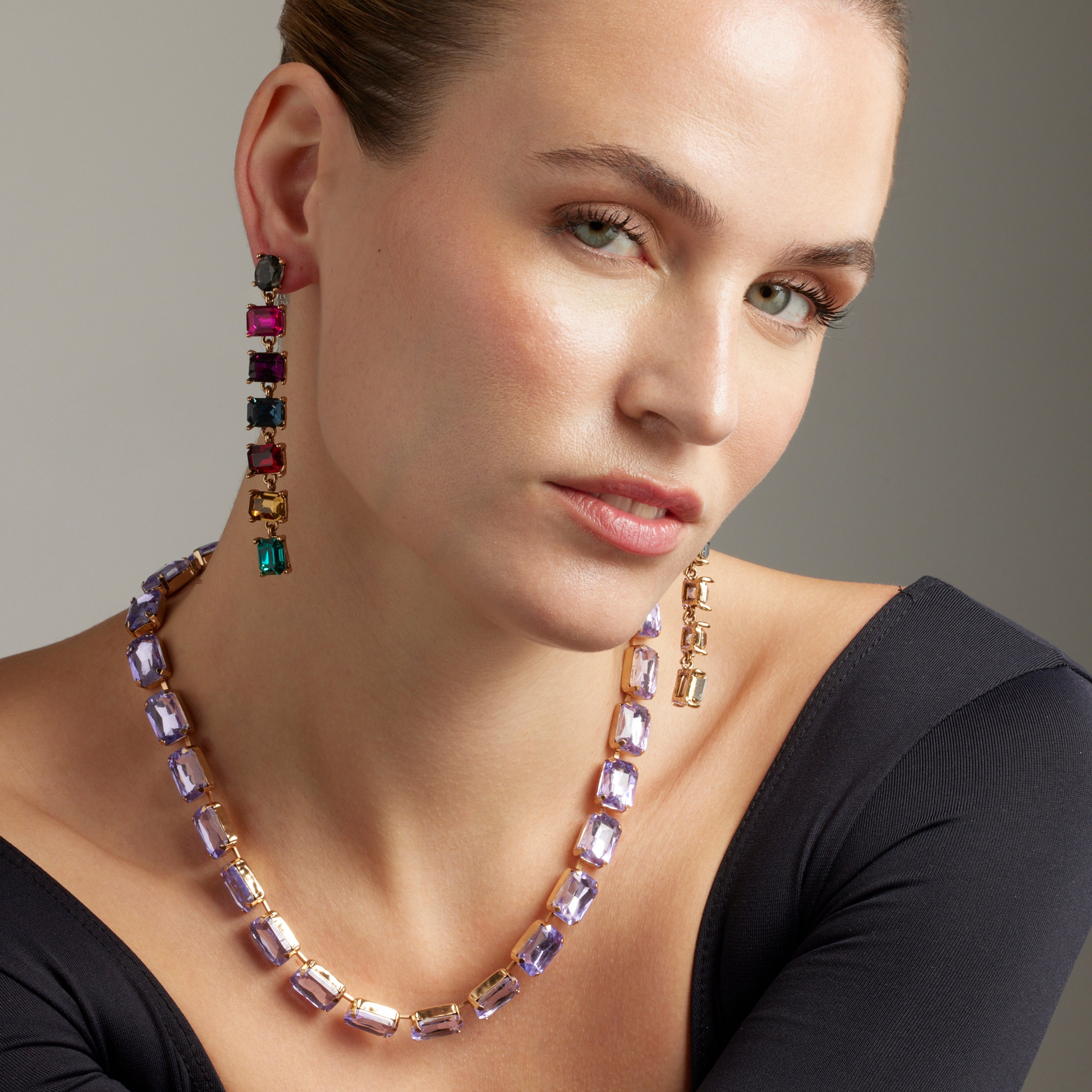 Collier en Cristal Violet fini en or jaune 18K - Ankek