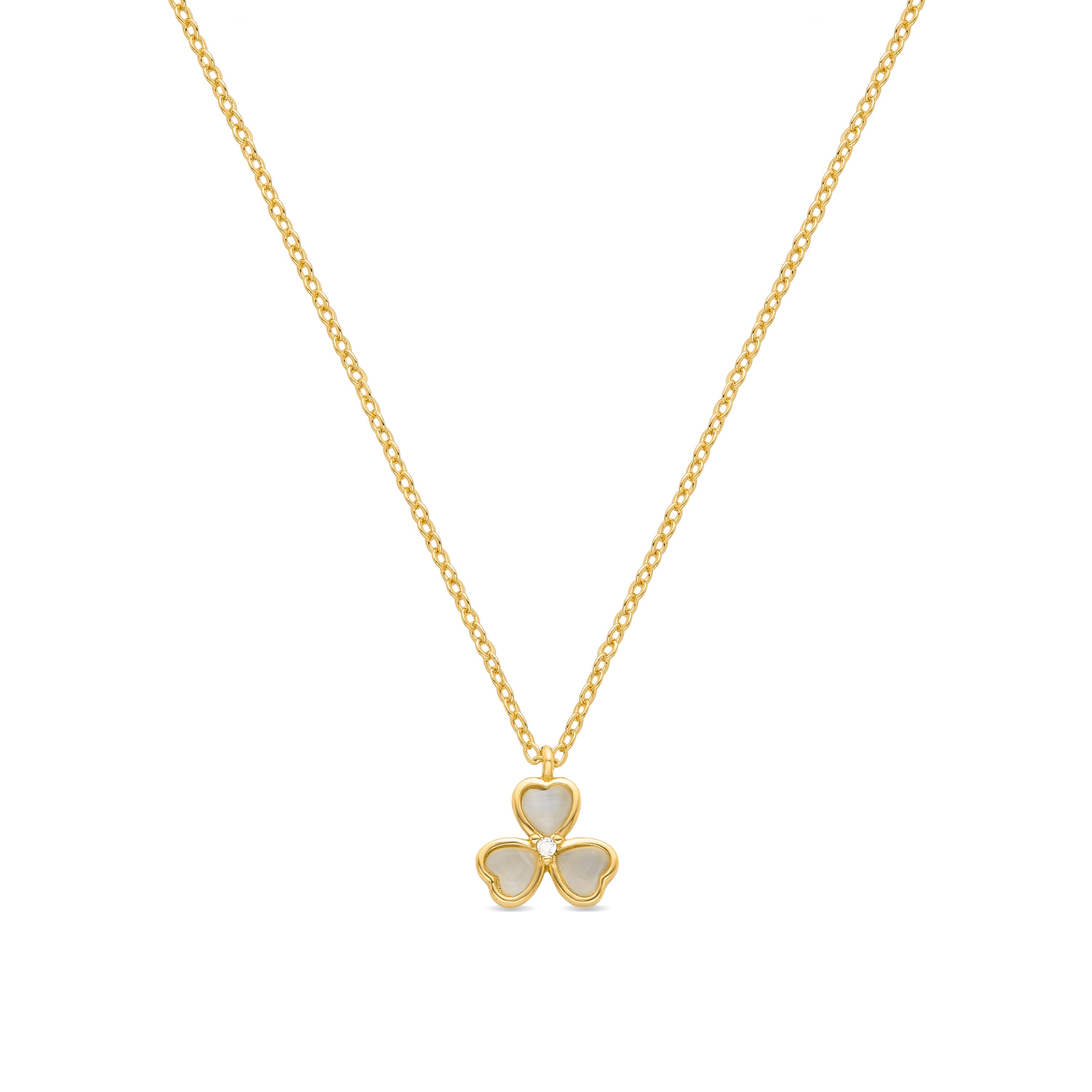 Collar de Ojo de Gato acabado en oro amarillo 18K - Trebol