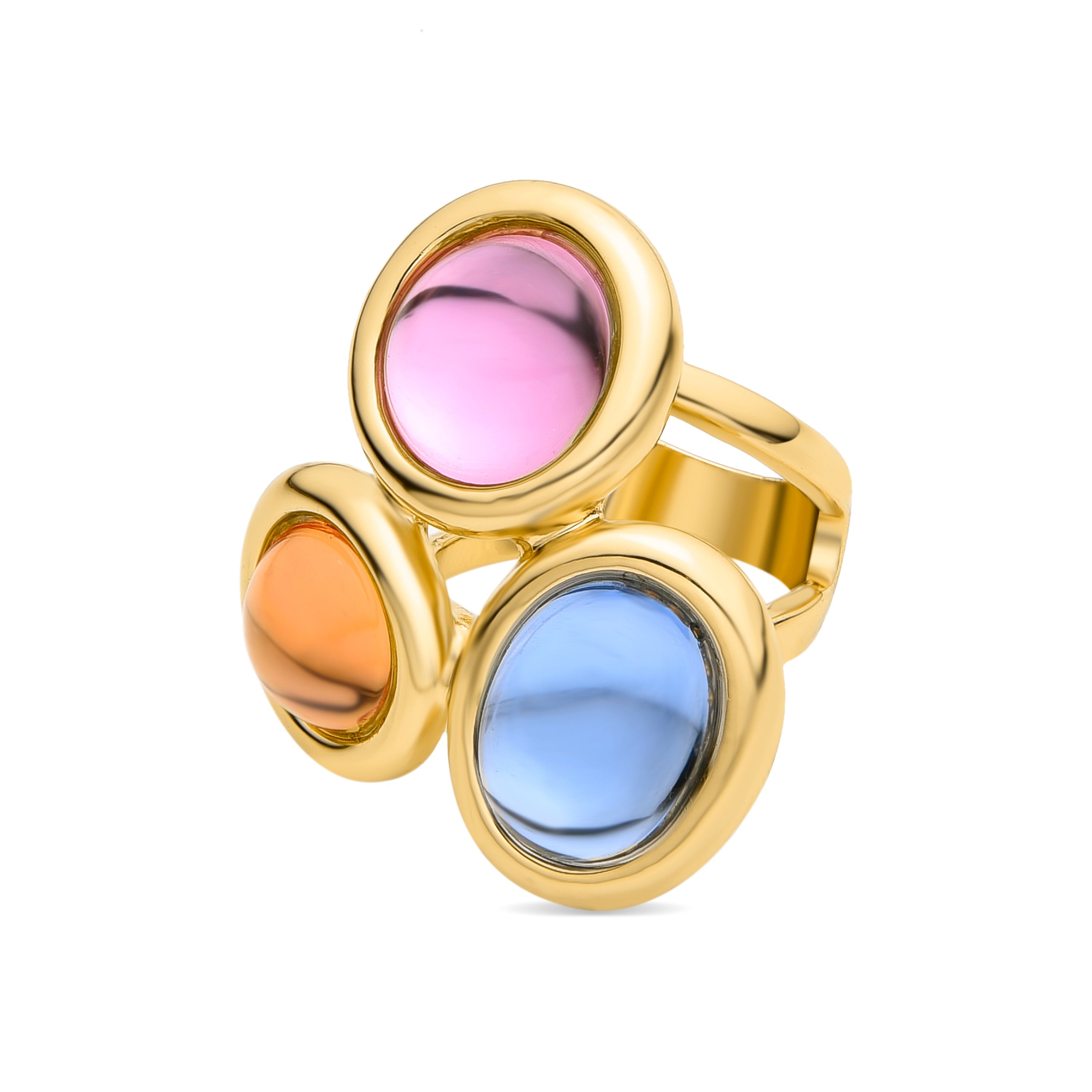 Bague en Cristal Multicolore finition or jaune 18K - Longki