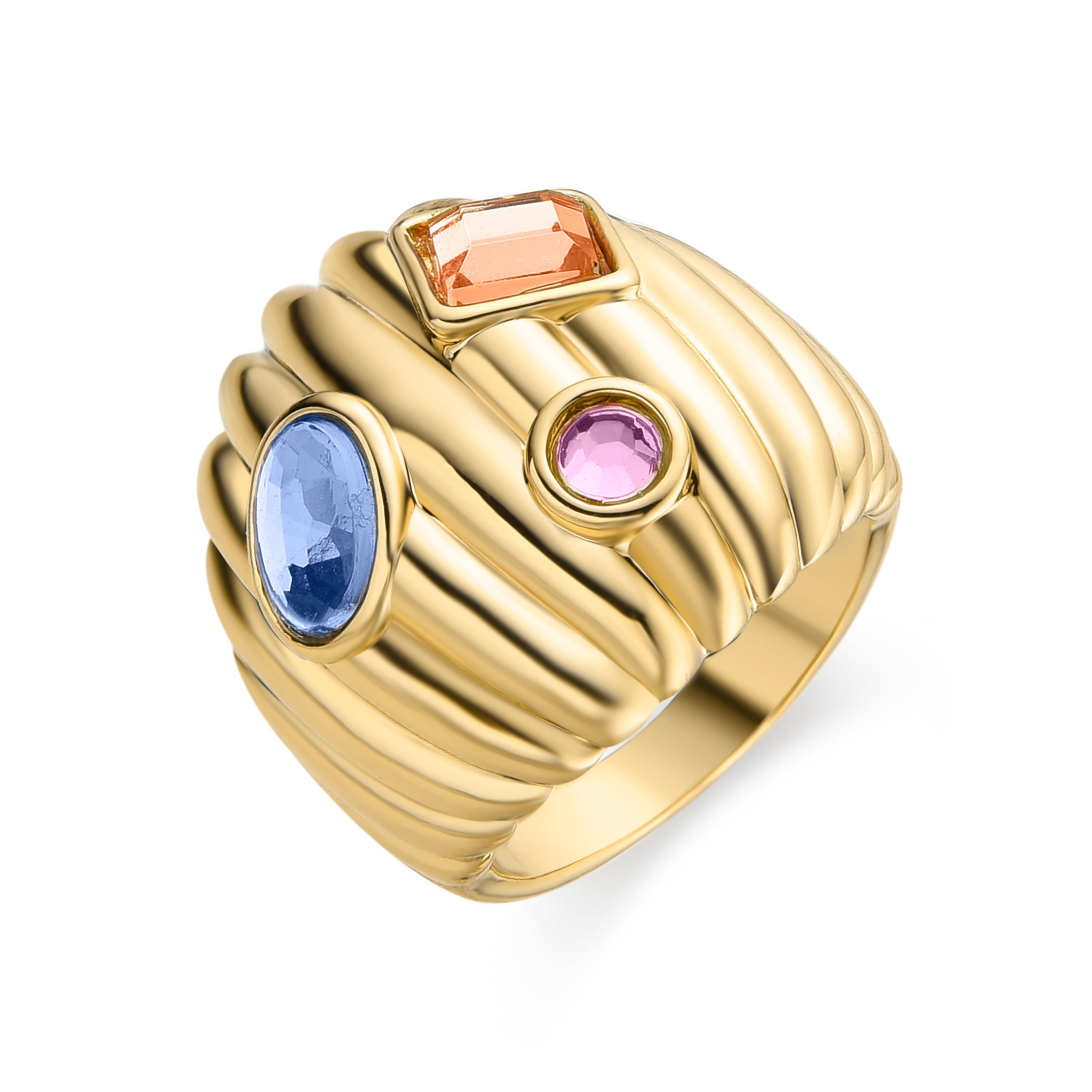 Bague en Cristal Multicolore finition or jaune 18K - Wenya