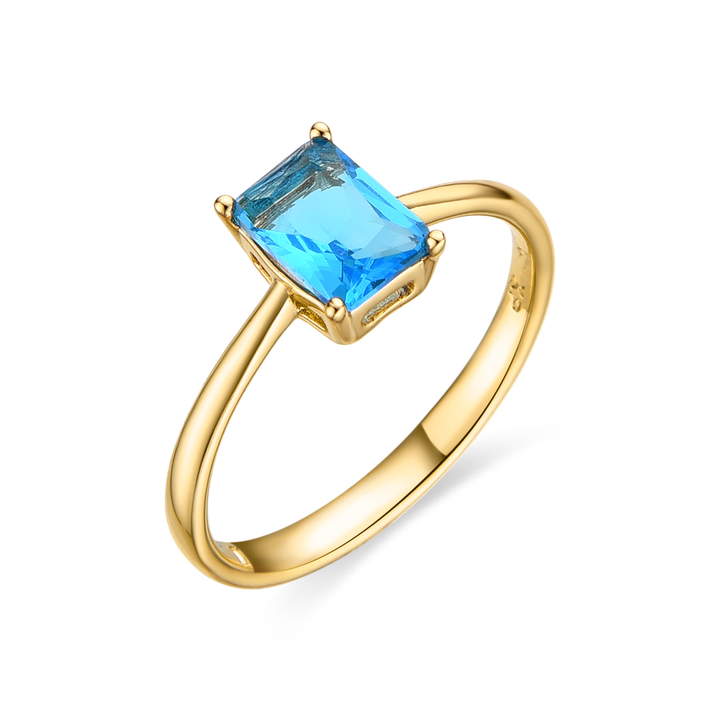 Anillo con Circonita Aguamarina acabado oro 18k - Ehusra