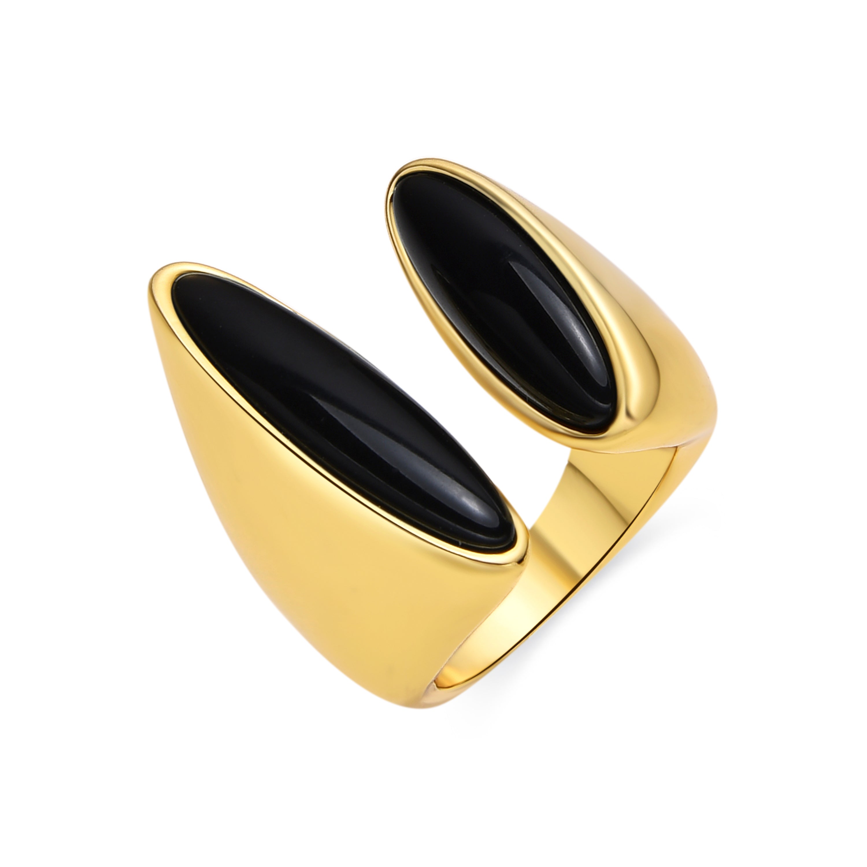 Bague en résine noire finition or 18k - Modwi