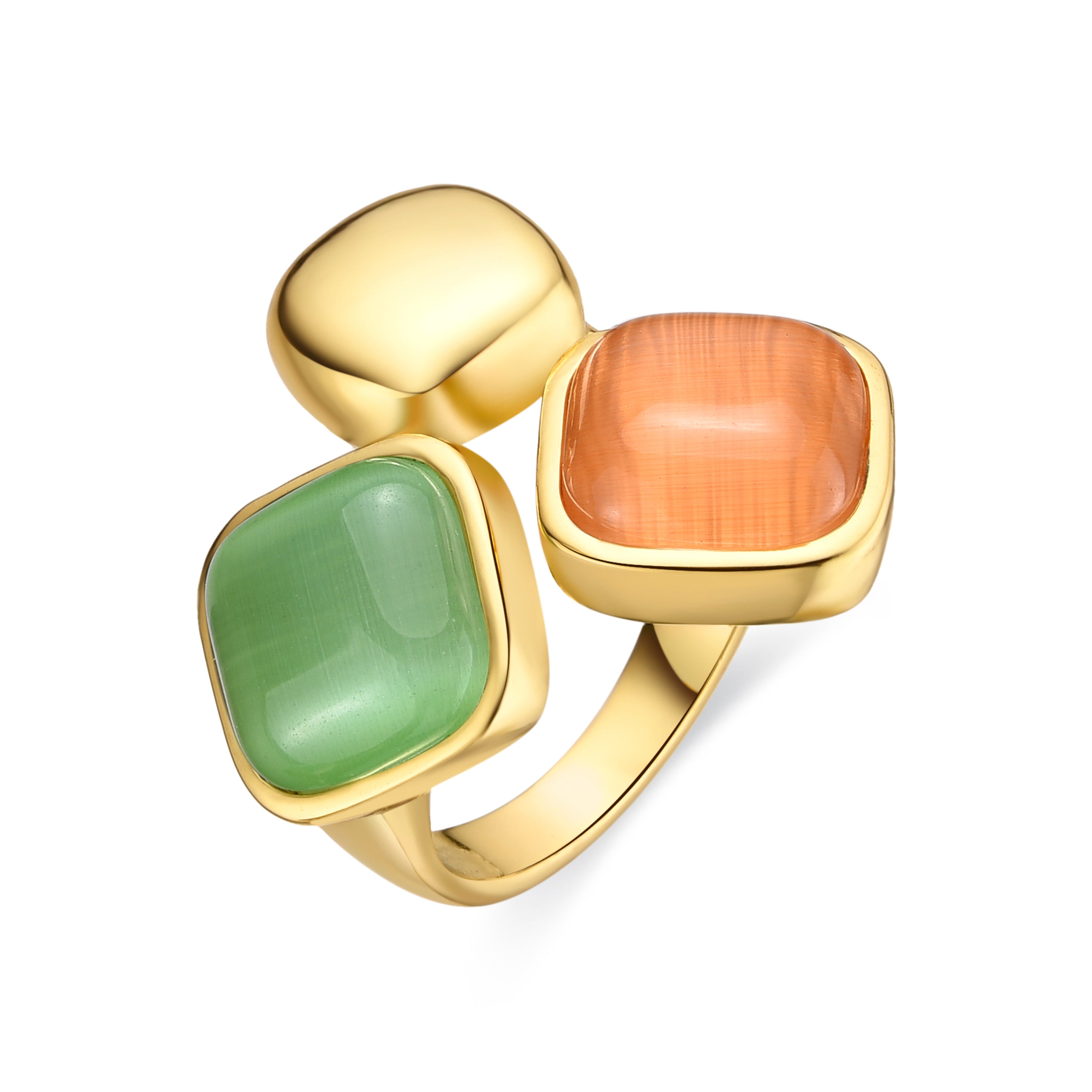 Bague avec Oeil de Chat Multicolore finition or 18k - Shureo