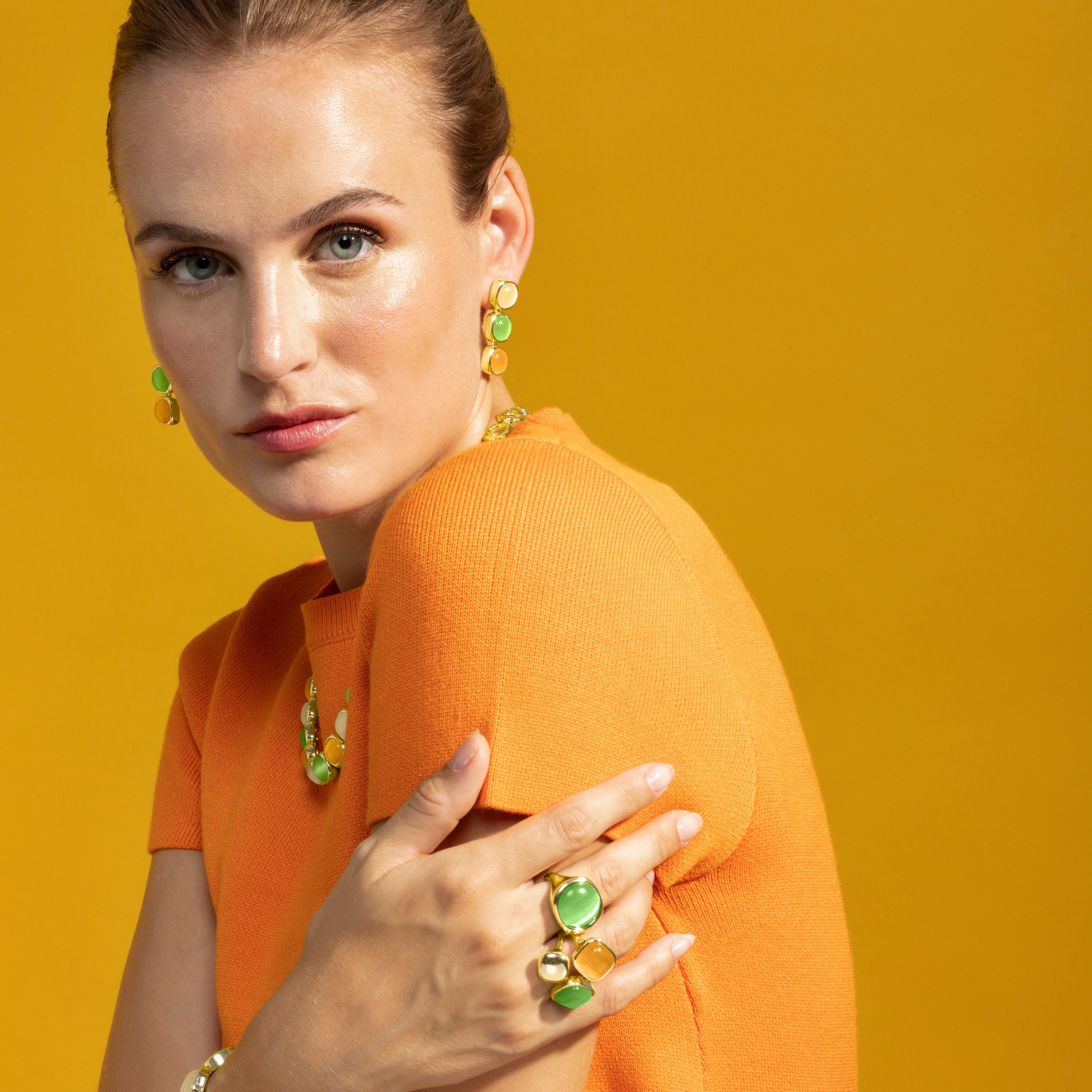 Bague avec Oeil de Chat Multicolore finition or 18k - Shureo