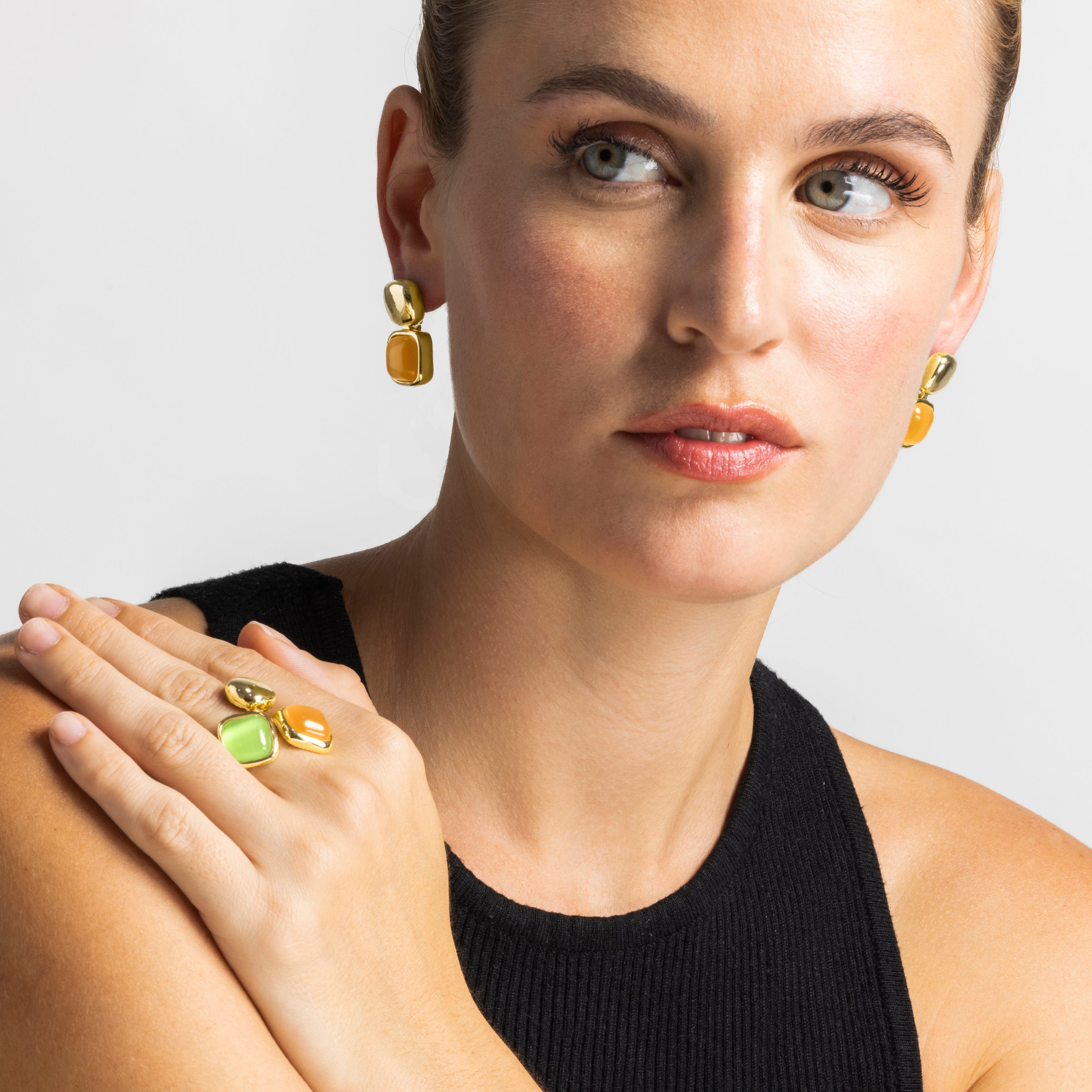 Bague avec Oeil de Chat Multicolore finition or 18k - Shureo