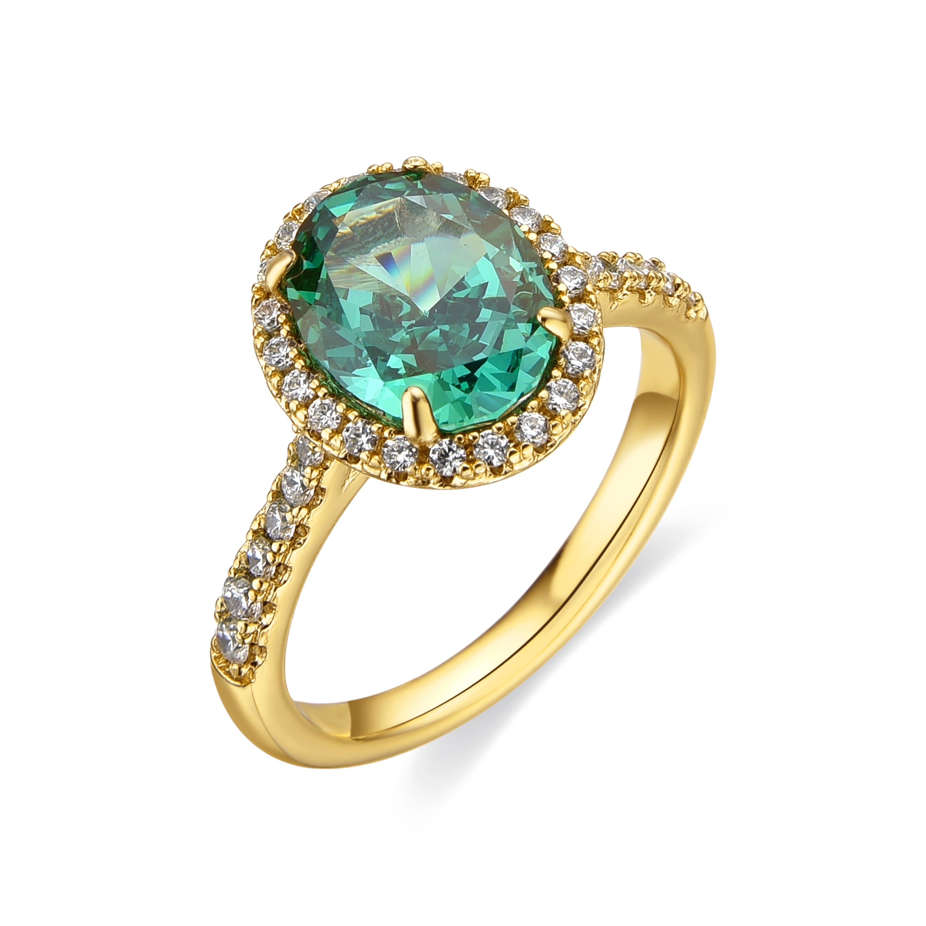 Anillo con Circonita Esmeralda acabado oro 18k - Rudfer