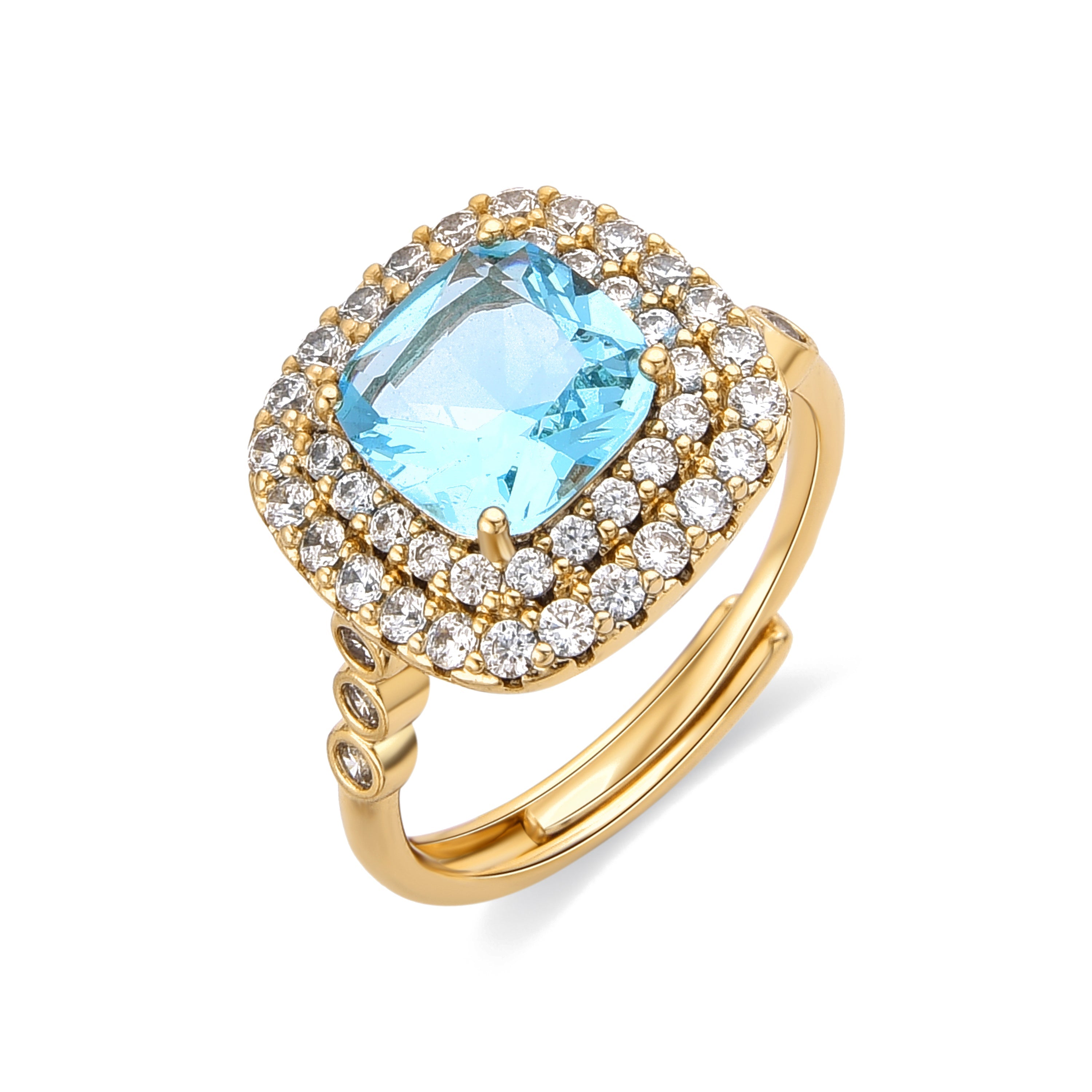 Bague avec Zirconium Aigue-Marine finition or 18k - Milli