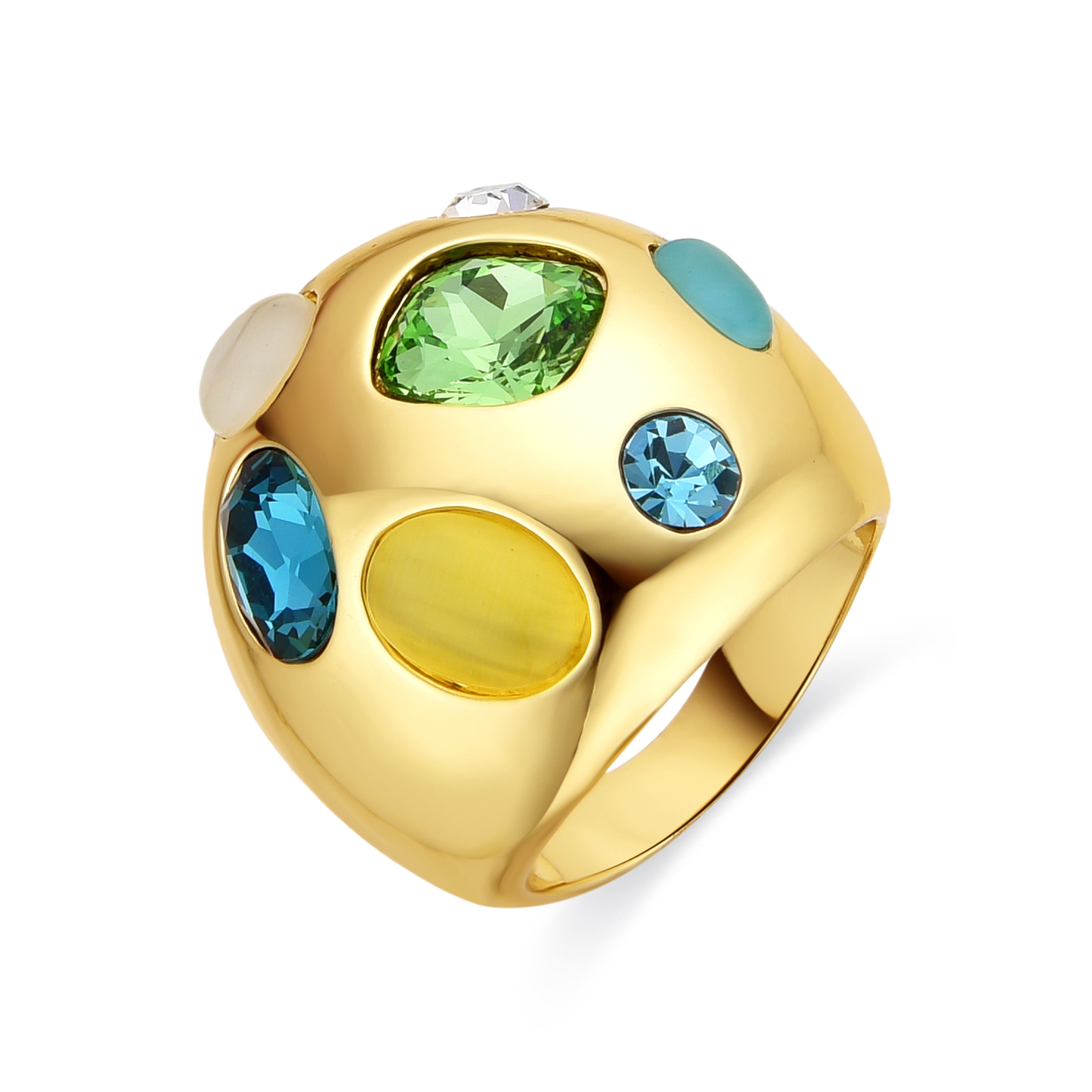 Anillo acabado oro amarillo de 18k y Cristal Multicolor - Alik