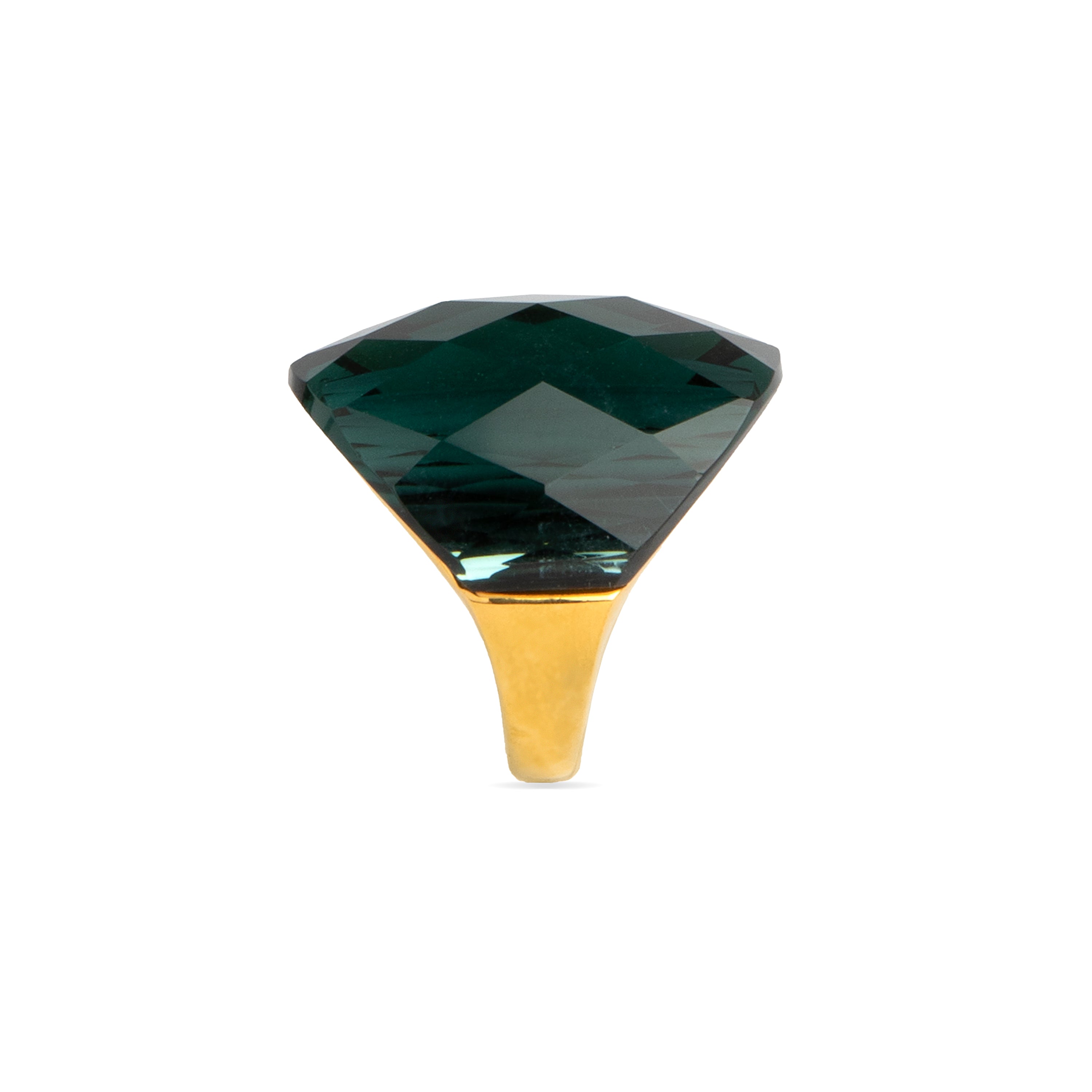 Ring mit hydrothermalem Quarz, Onyx, vergoldet mit 18K Gelbgold - Tak