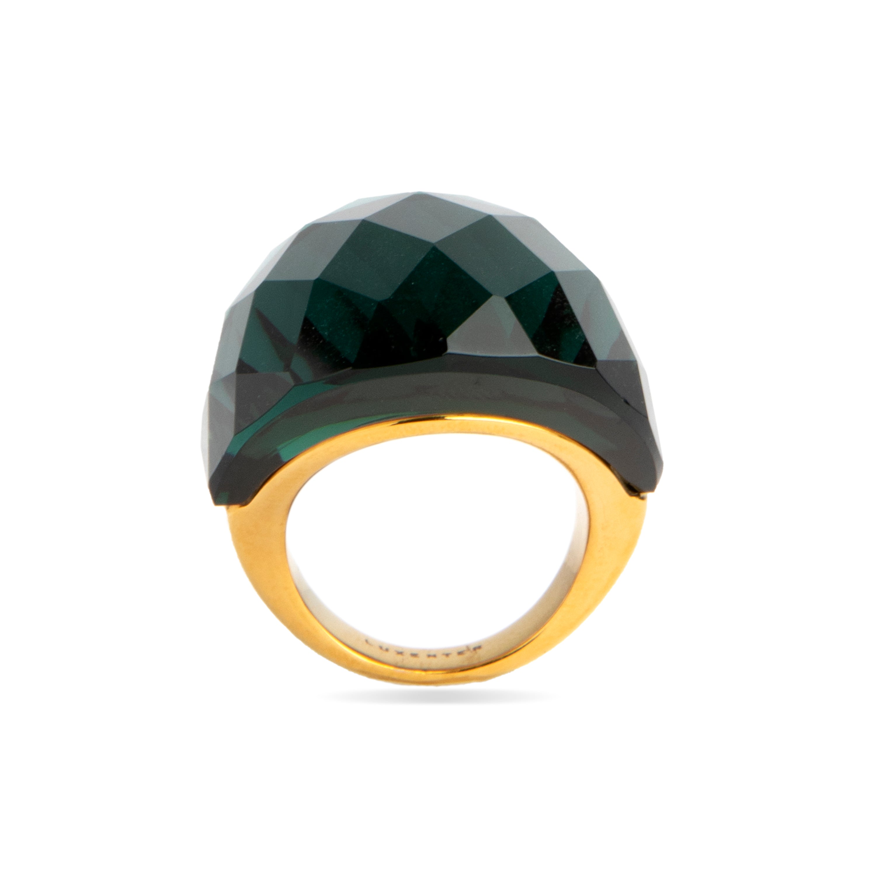 Ring mit hydrothermalem Quarz, Onyx, vergoldet mit 18K Gelbgold - Tak