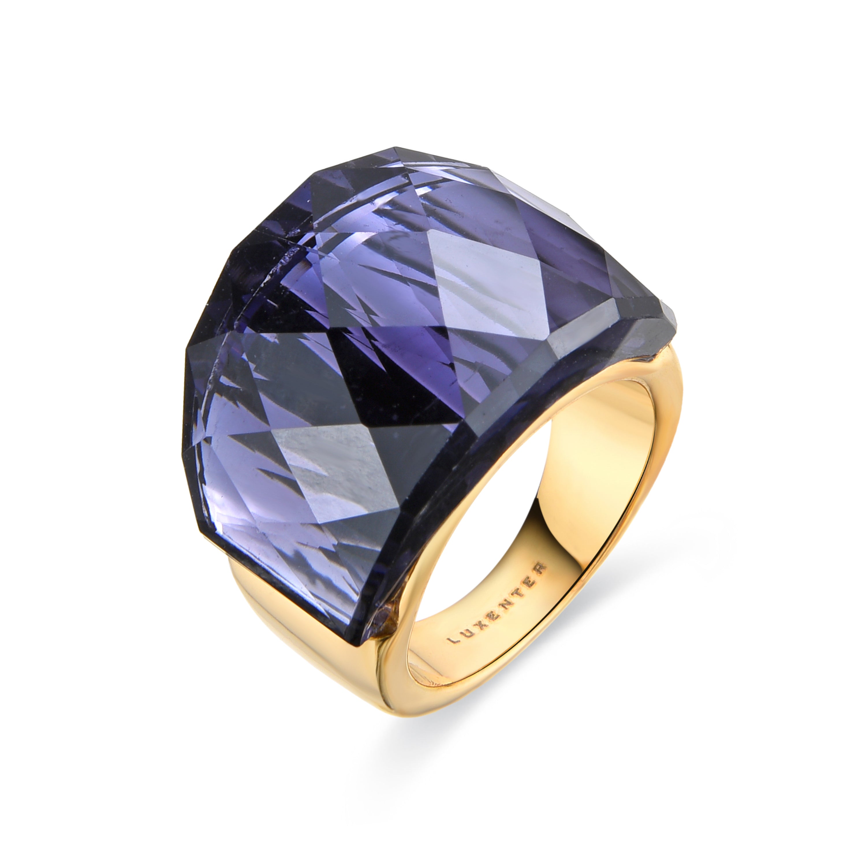 Anillo con Cuarzo Hidrotermal Onix acabado en oro amarillo 18K - Fadino