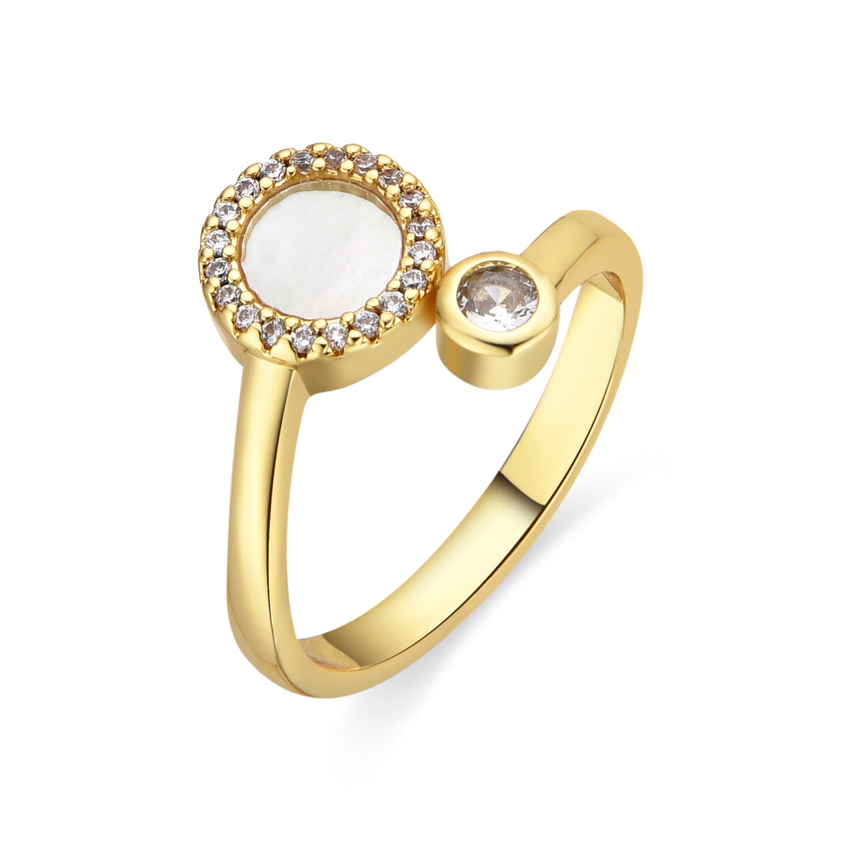 Bague en Mèreperle Blanche finition or 18k - Yaran