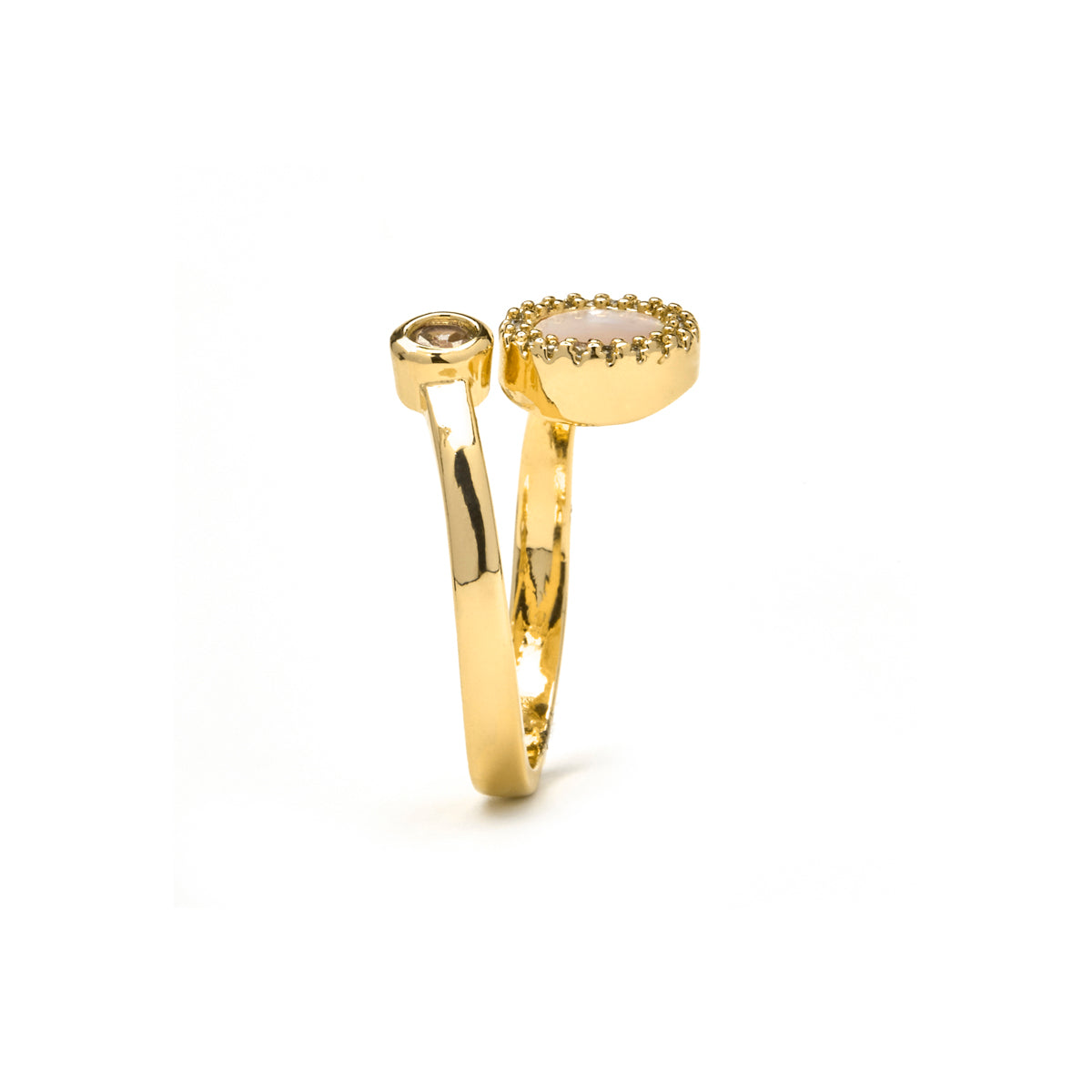 Bague en Mèreperle Blanche finition or 18k - Yaran