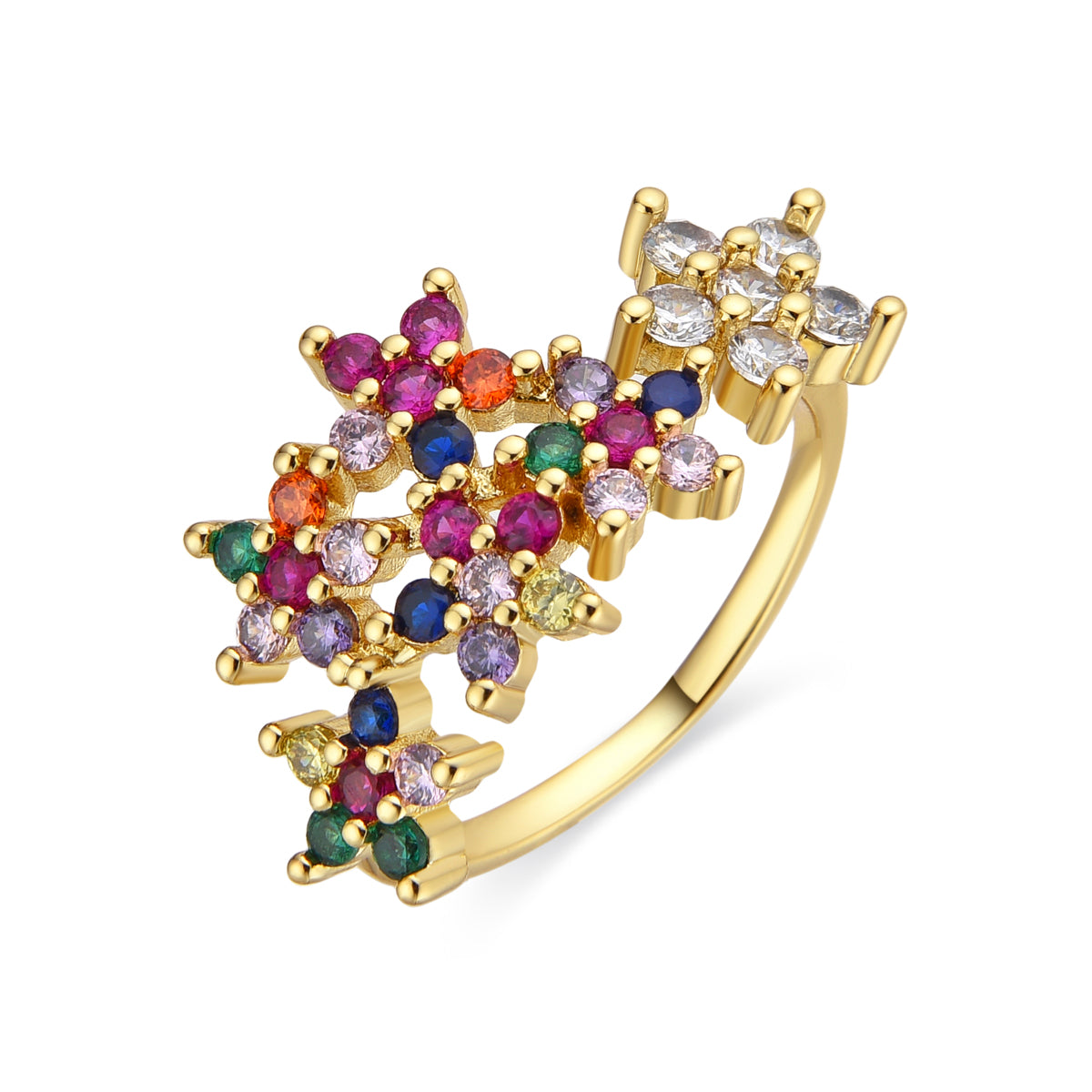 Bague avec Zirconium Multicolore finition or 18k - Qianvi